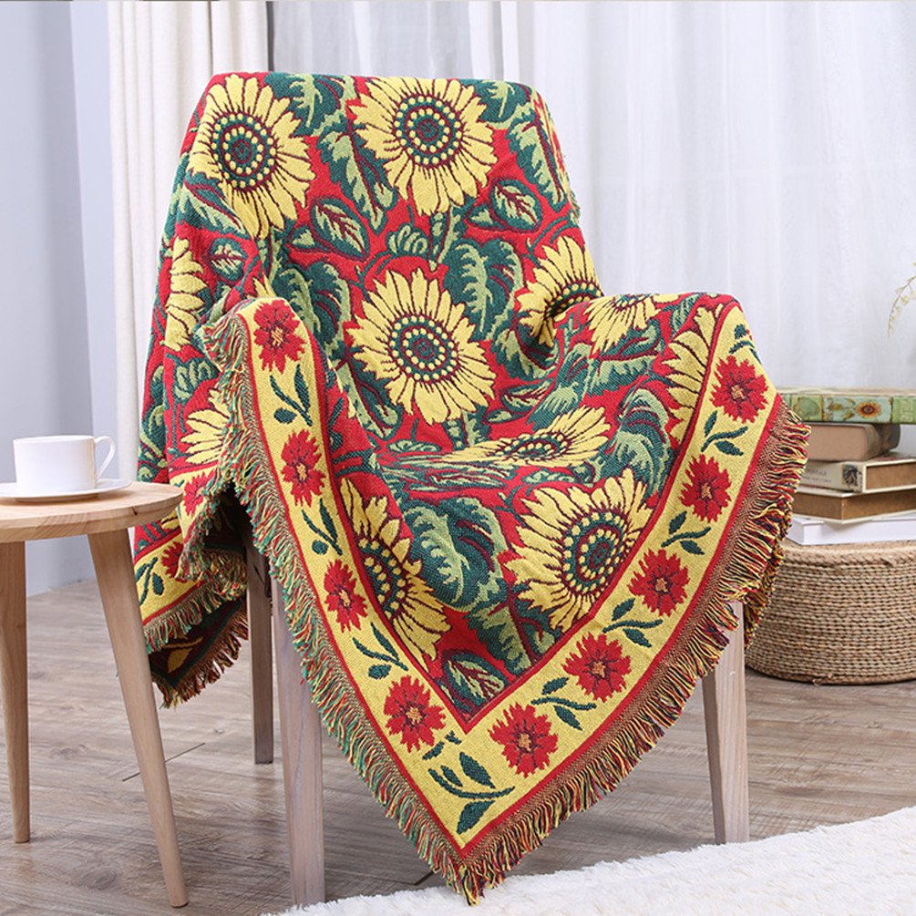 Amazon.com: Red Sunflower Throw Blanket Tassels Tapestry