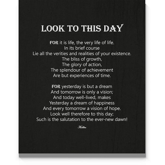 Buy Look To This Day Poem by Kalidasa Wall Art Print 11" x 14" Unframed ...