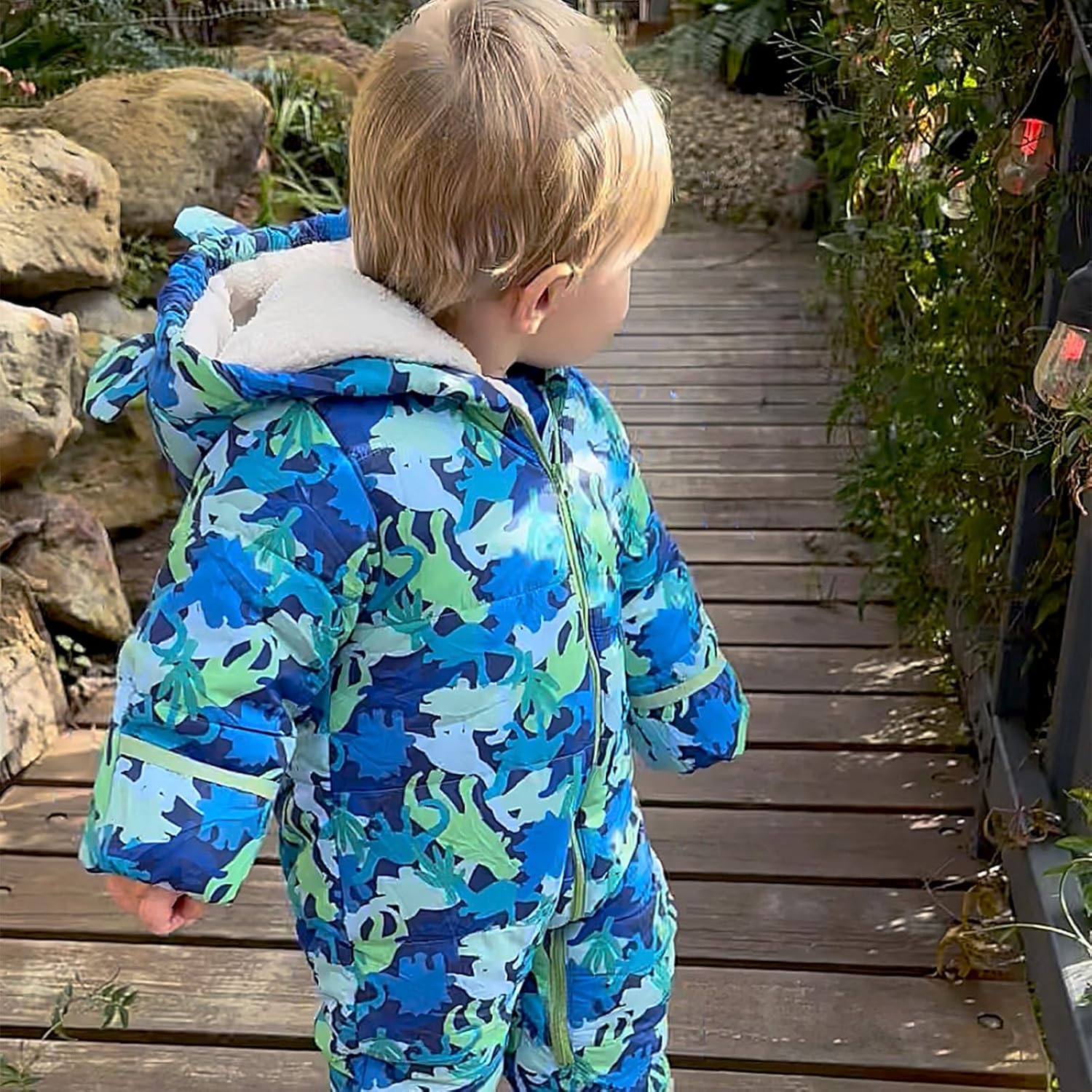 JiAmy Baby Snowsuit Baby Printed Winter Clothes With Flod-Over Girl Boy Hooded Outfits Jumpsuit Coat