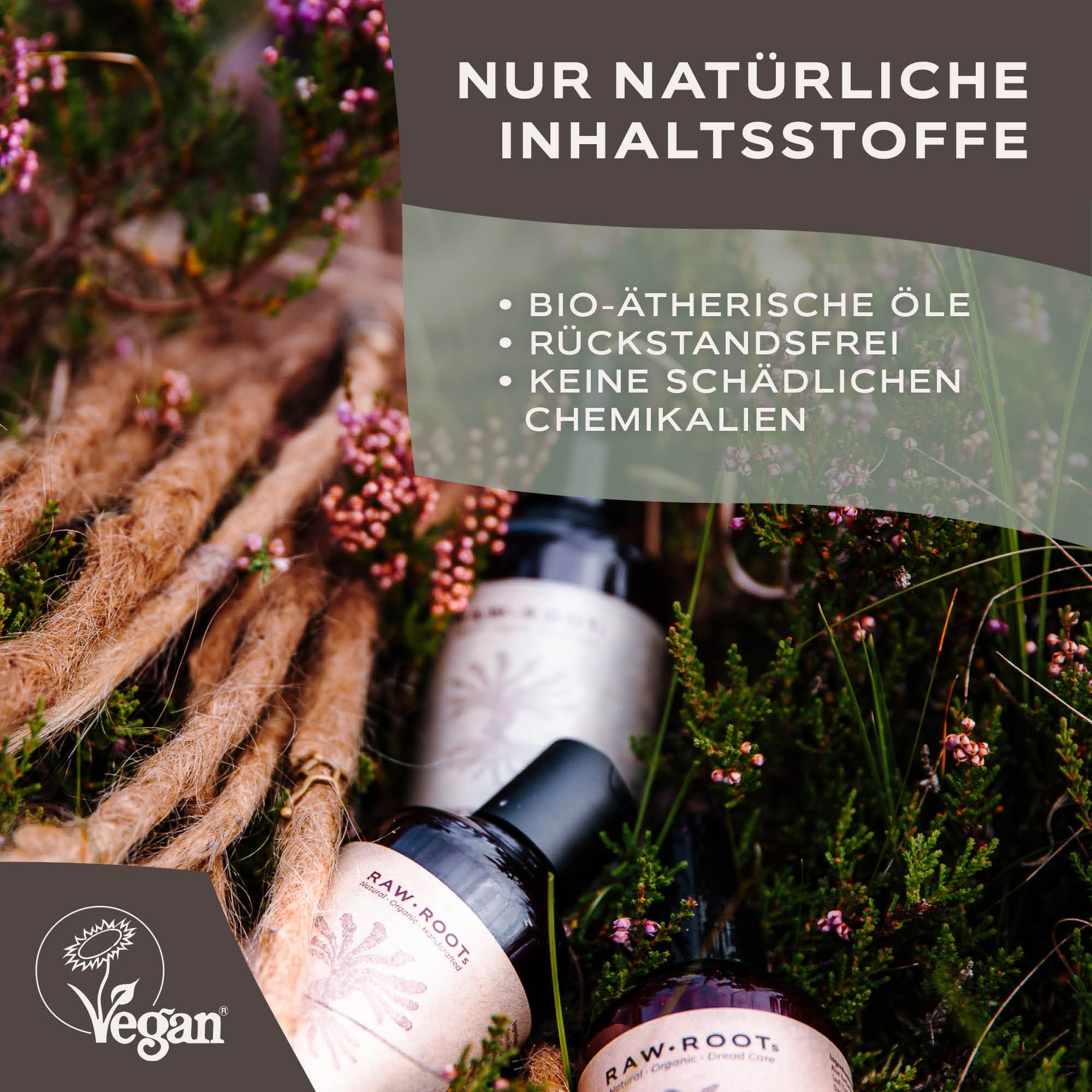 RAW ROOTs Herbal Cleanser 500ml - Herbal Essence Shampoo für Dreadlocks und natürliches und fettiges Haar - Shampoo ohne silikon sulfate und parabene