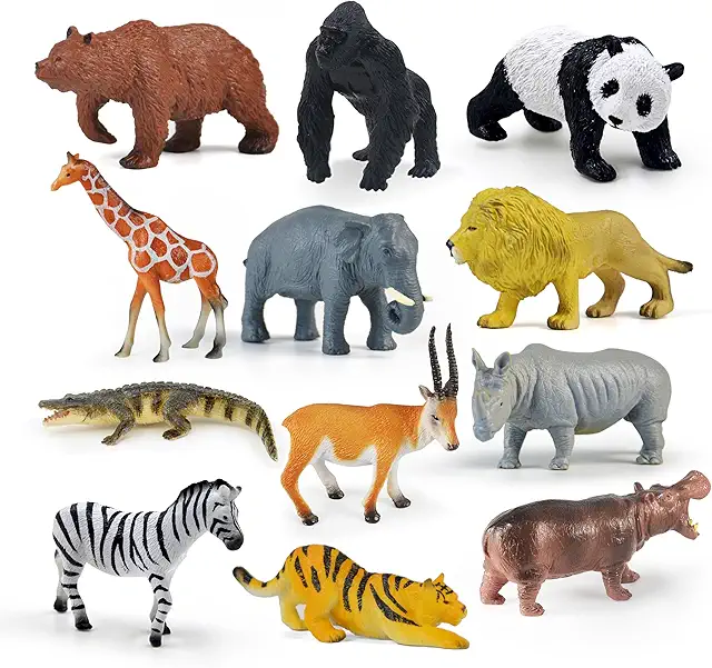 Figuritas Animales Selva - 12 Piezas Juguetes Educativos para Niños