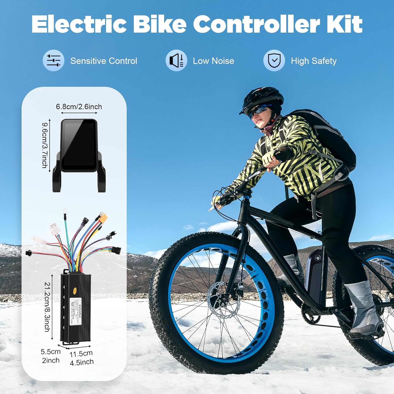 YIYIBYUS Electric Bicycle Brushless Controller Kit 36V/48V 750-1200W E-Bicycle Brushless Controller with Color Screen LCD Meter FOC Sine Wave Controller Set for DIY Electric Bicycle, Electric Scooter