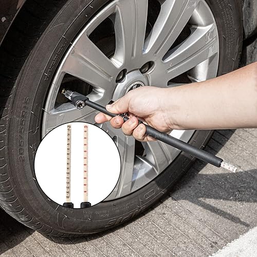 Miniatura 5 de CZC AUTO Medidor de presión de neumáticos, medidor de presión de aire resistente, mandriles de doble cabezal de pie recto, pintura negra, 10-150PSI