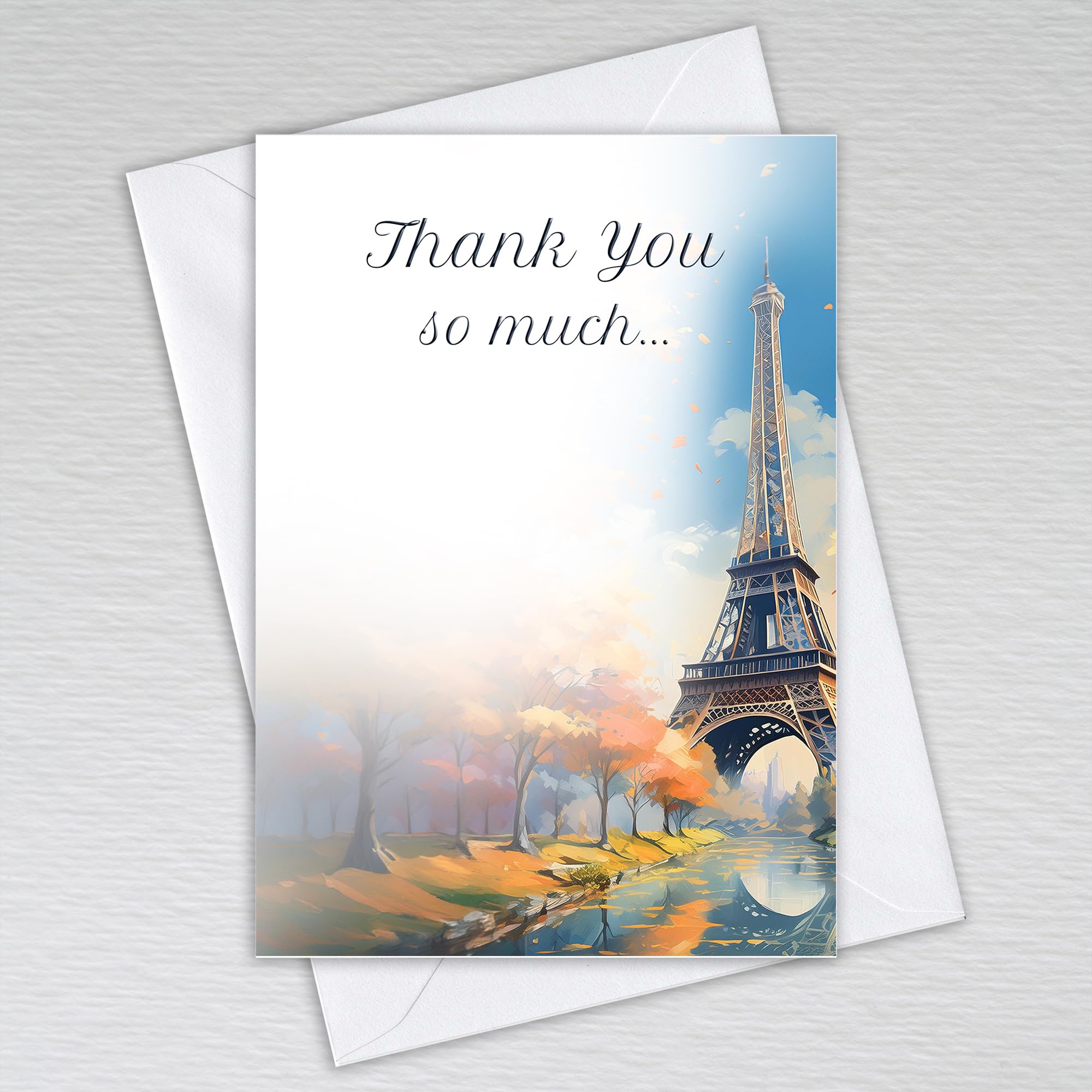 Thank You Card Pack with Envelopes/Thankyou Note Cards A6 Non-folded Thank You so much Postcards/Wedding Business Thank You Cards: Eiffel Tower Paris Thank You Cards (Pack of 50 with Envelopes) — image 1