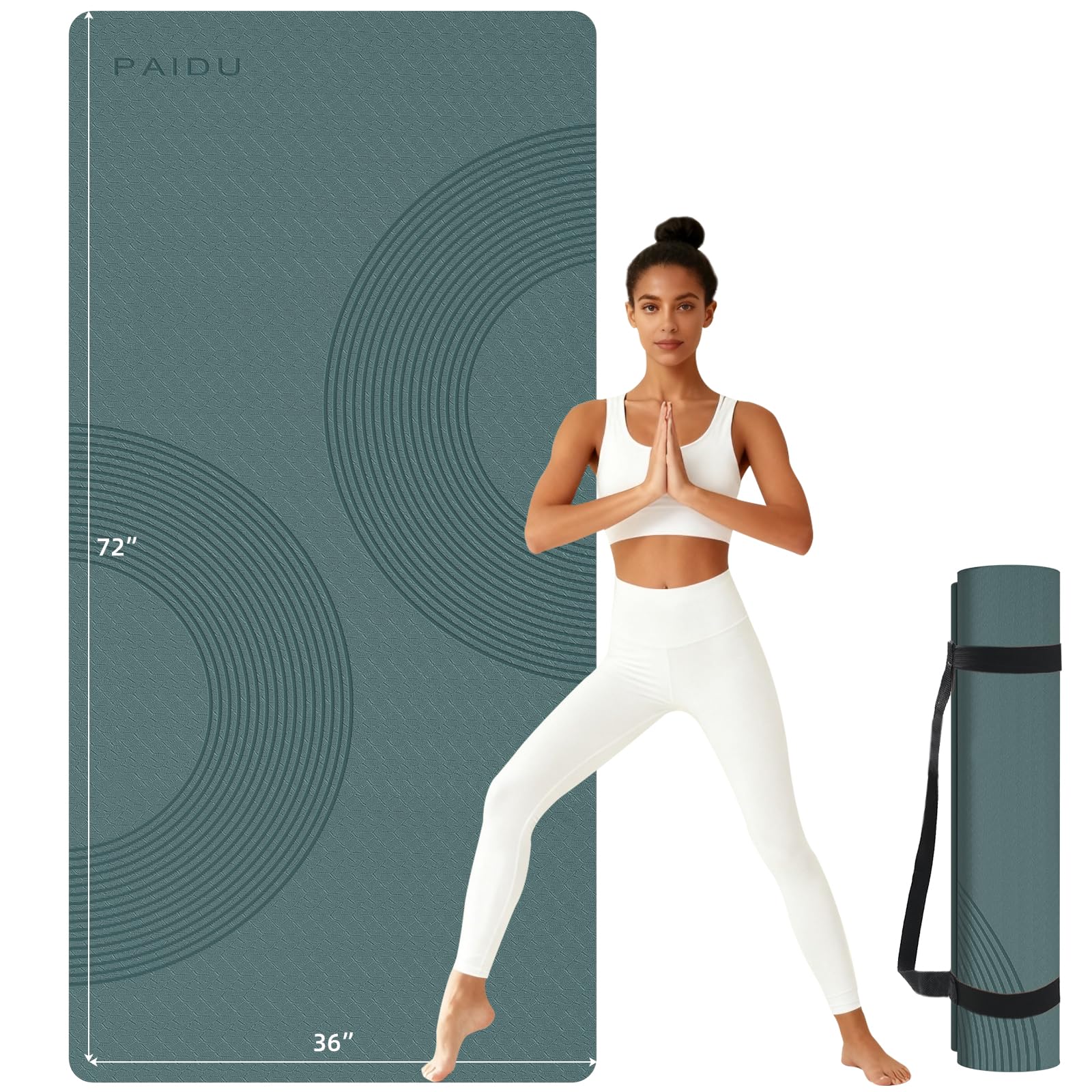 Large Yoga Mat 72 x 36 x 2 5 10MM Thick Non-Slip Exercise Mat SGS-Certified POE Material Ideal