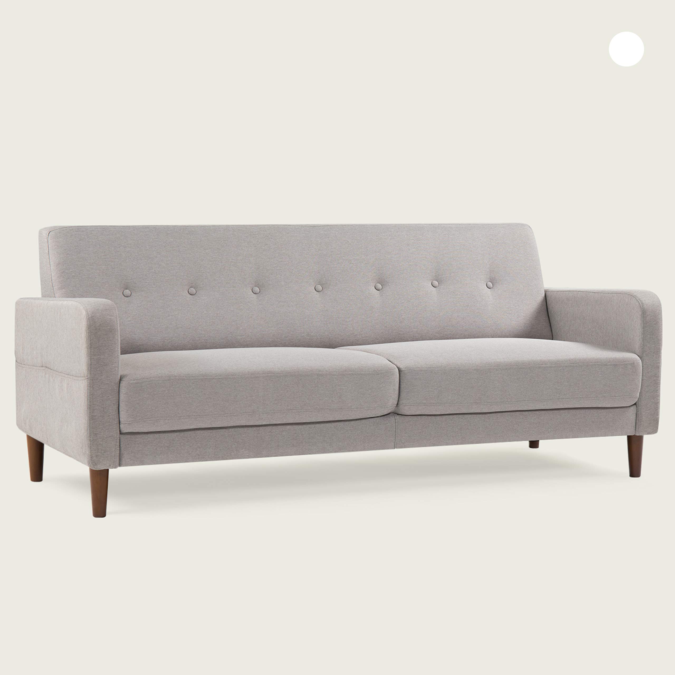 Mellow ADAIR Mid-Century Modern Loveseat/Sofa/Couch with Armrest Pockets, Light Grey
