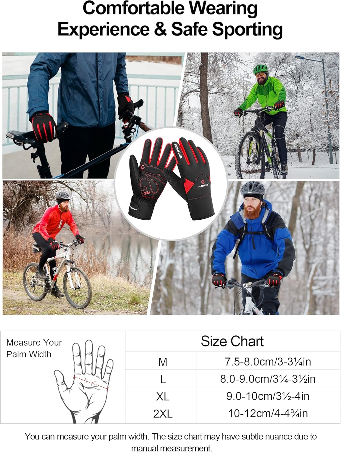 INBIKE Winter Cycling Gloves for Men Women Cold Weather Thermal Windproof Gel Bike Gloves Touch Screen - Image 6