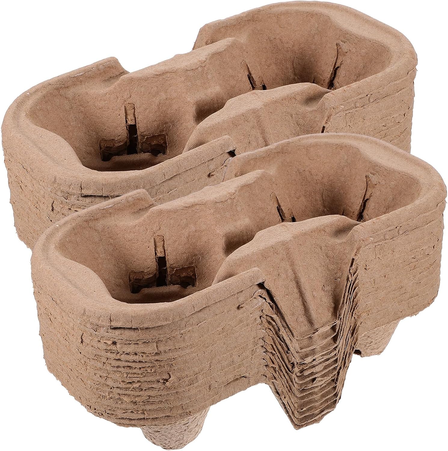 50pcs Biodegradable Paper Pulp Drink Carrier Tray Beverage Holder for Hot Cold Drinks Takeout Coffee Juice Portable Cup Holder for Restaurants Cafes