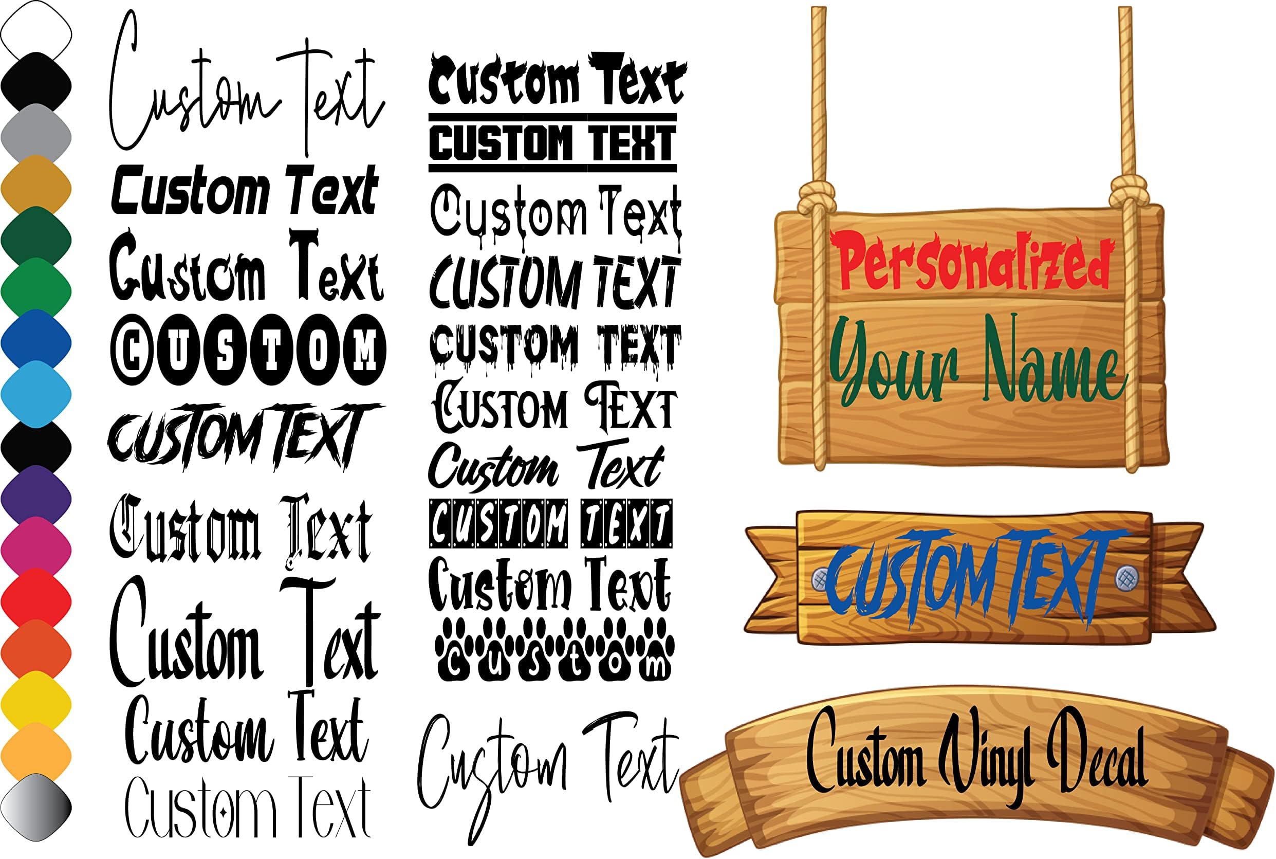 Personalized Design Your Own Name Custom Vinyl Decal - Custom Text Vinyl Sticker Car - Window - Boat - Lettering JDM Automotive Windshield Graphic Name Letter Auto Vehicle Door Banner