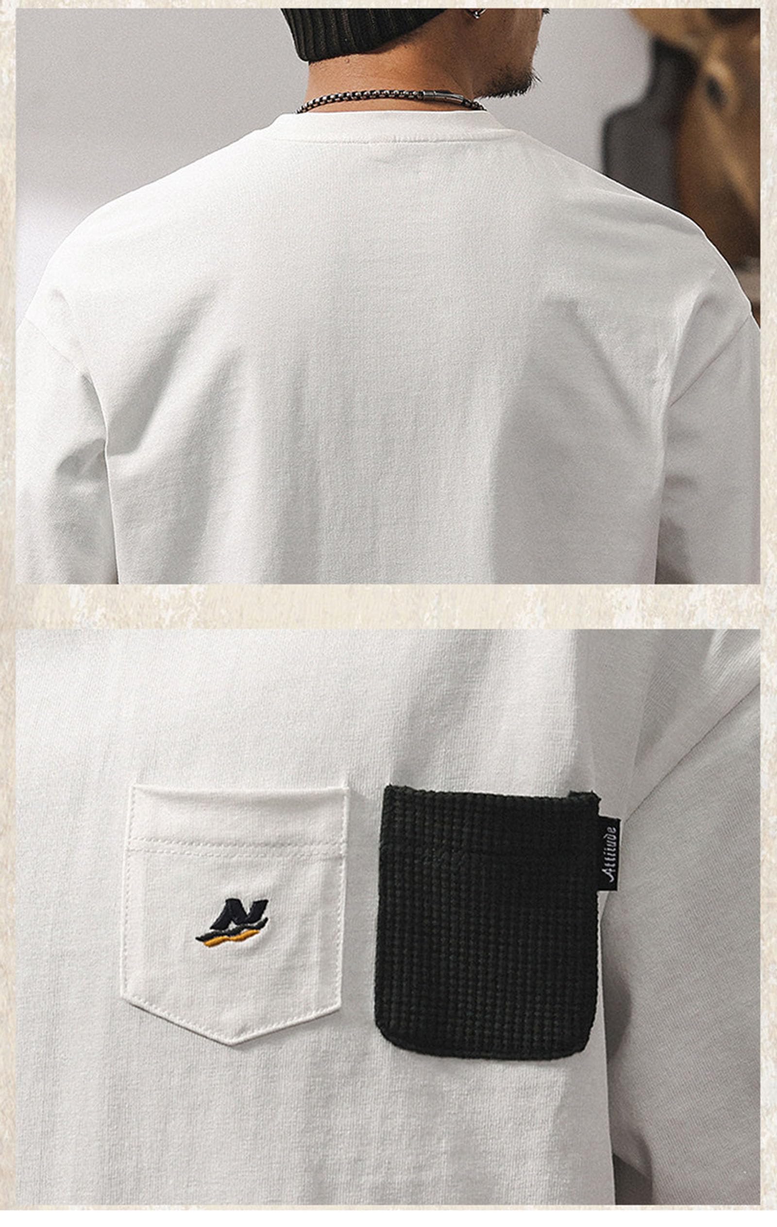 Magliette da uomo 100% cotone, girocollo, maniche corte, semplici con taschino sul petto