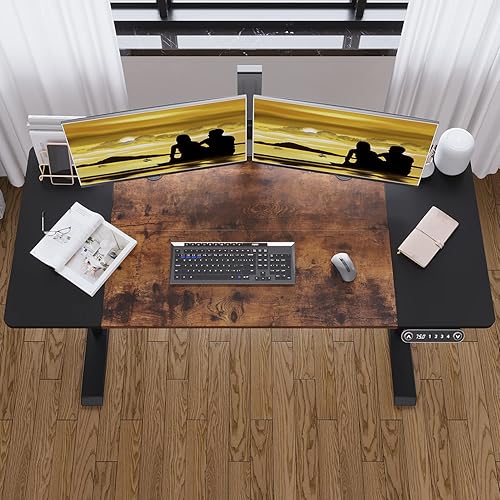 Miniatura 58 de Escritorio eléctrico de pie de altura ajustable, escritorio de computadora de pie sentado de 55 x 24 pulgadas, mesa de escritorio de pie para Negro