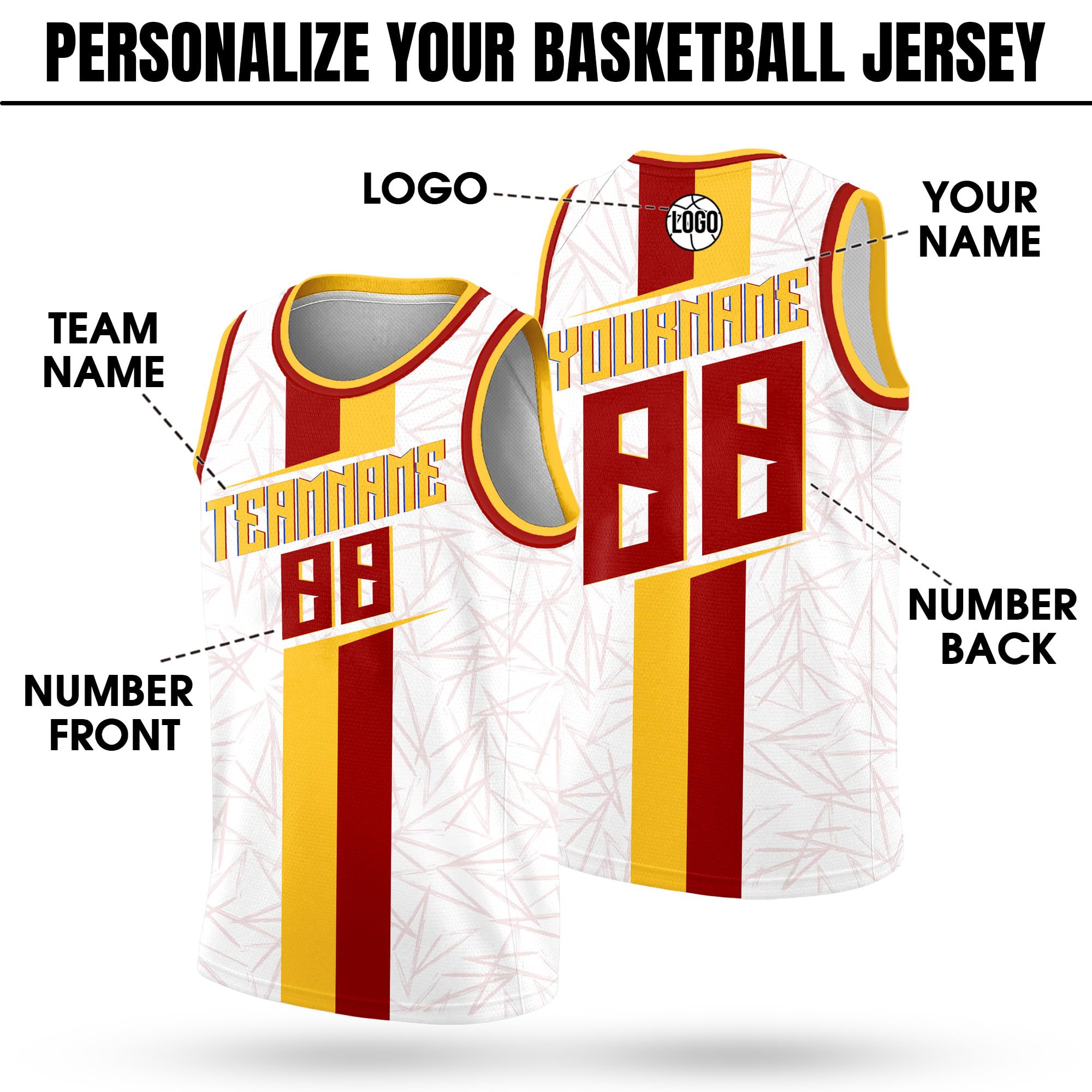 Custom Basketball Jersey for Men Women Youth Kid, Personalized Basketball Jersey with Name Team Number Logo for Fans Players, Customize Basketball Practice Jersey Shirt White Red Color