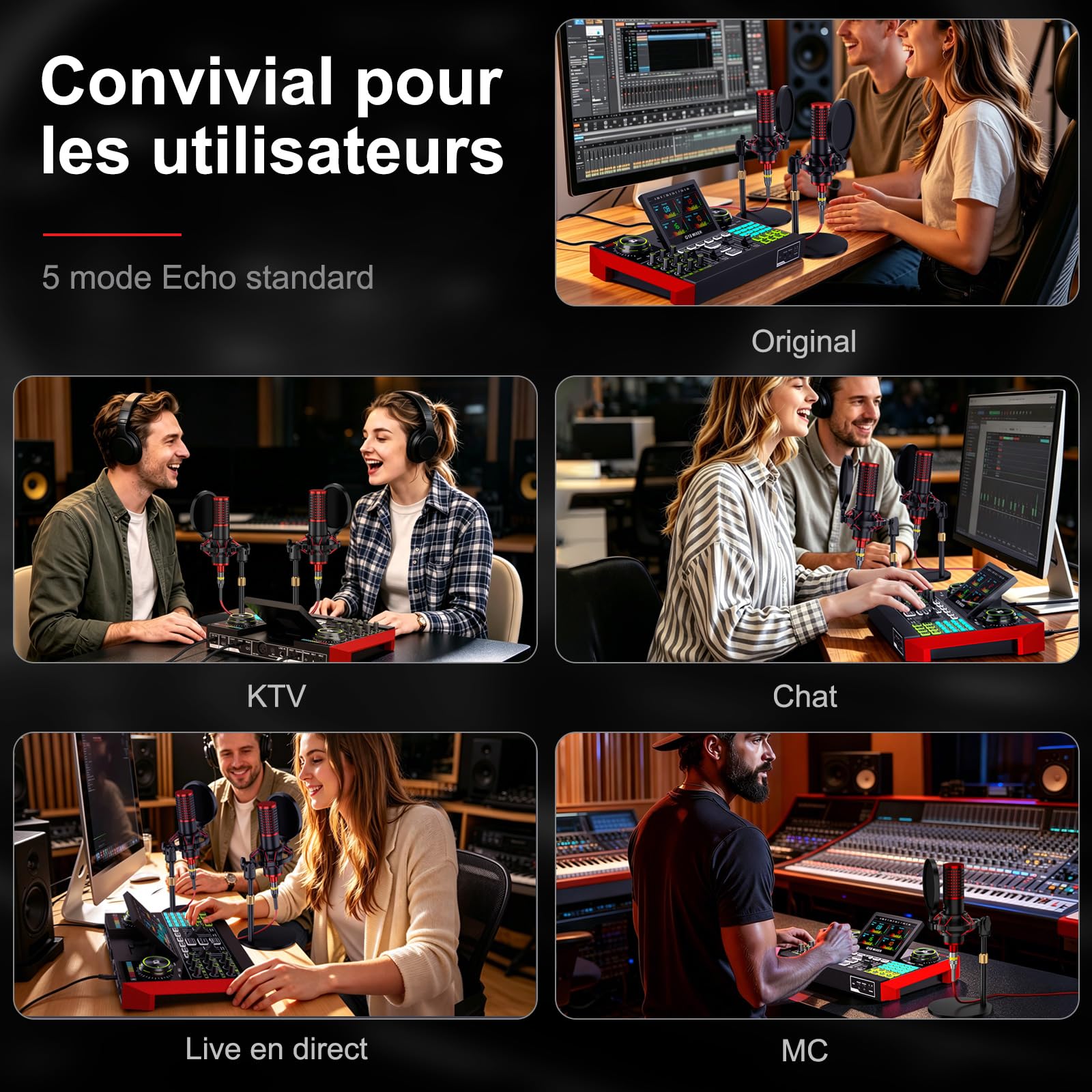 G10 Kit Podcast avec 2 Microphones, Interface Audio