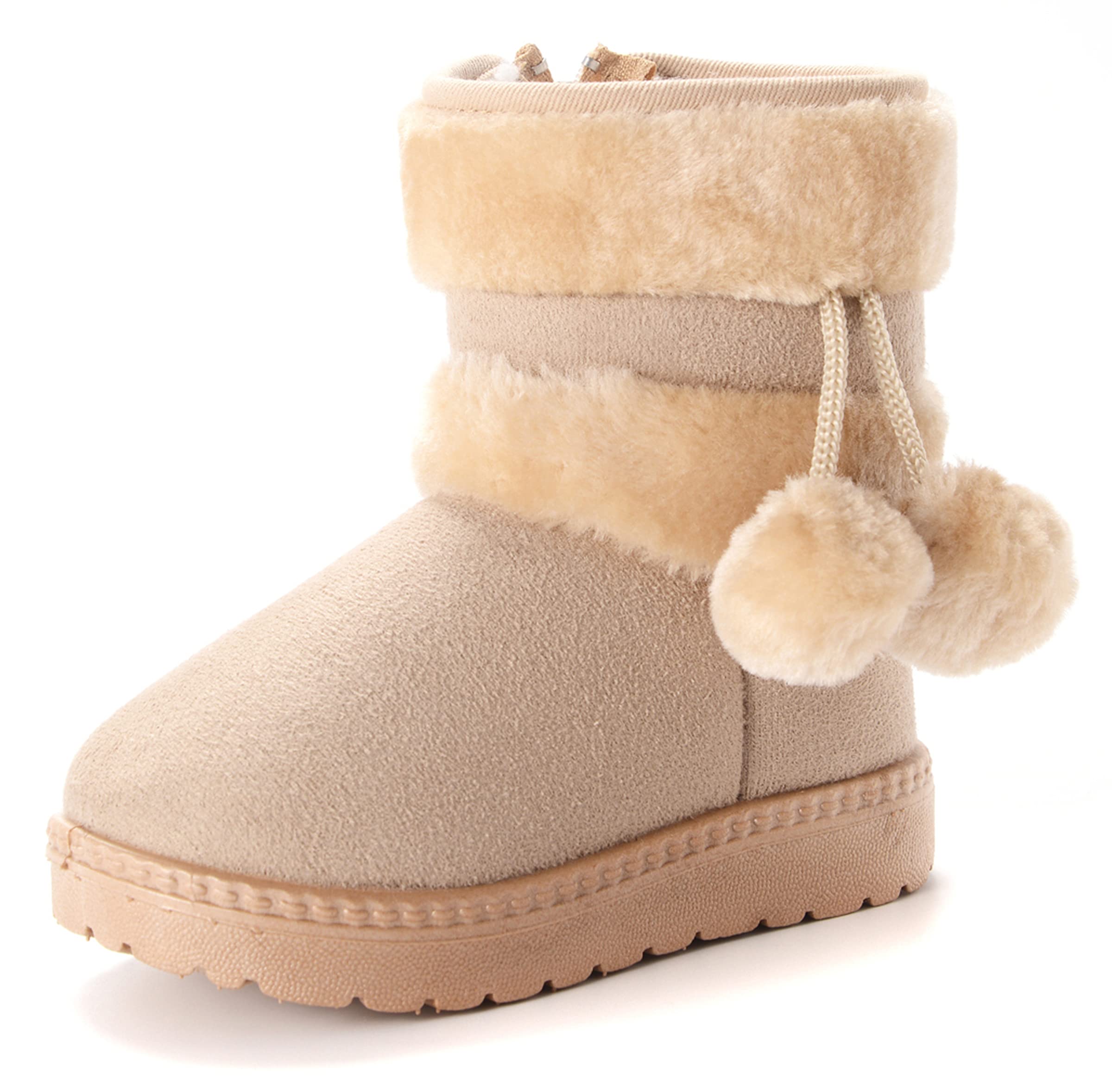 Filles Bottes de Neige Antidérapant Sole Souple Bottes d'hiver Bébé Fourrure Doublé Antidérapant Chaud Bottines / 152 Beige 20 EU = Étiquette 21
