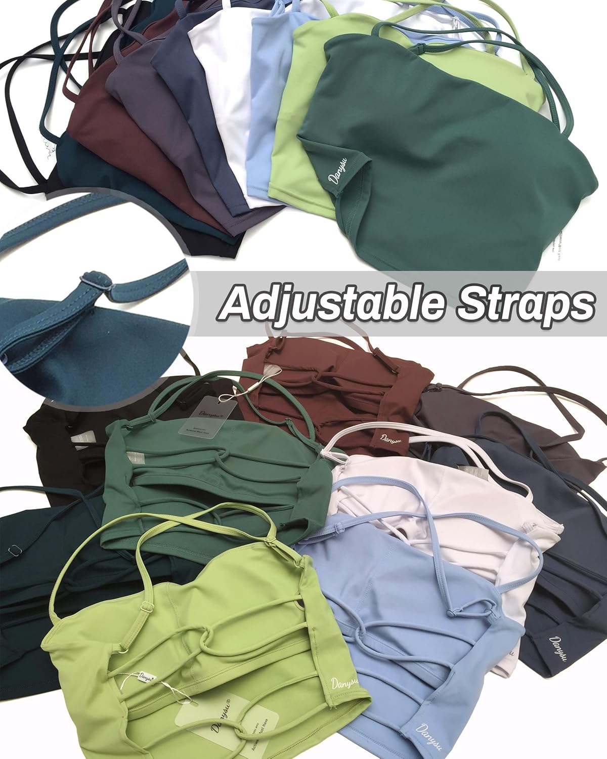 Danysu Womens Backless Halter Crop Top Padded Sports Bras Light Support Strappy Sexy Workout Tank - Image 4