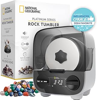 NATIONAL GEOGRAPHIC Professional Rock Tumbling Kit - Patent-Pending Rock Polisher for Kids & Adults, Platinum Series Ultra Quiet, 2 lb. Barrel, Rocks, Grit, GemFoam Polisher, Rock Tumblers for Adults