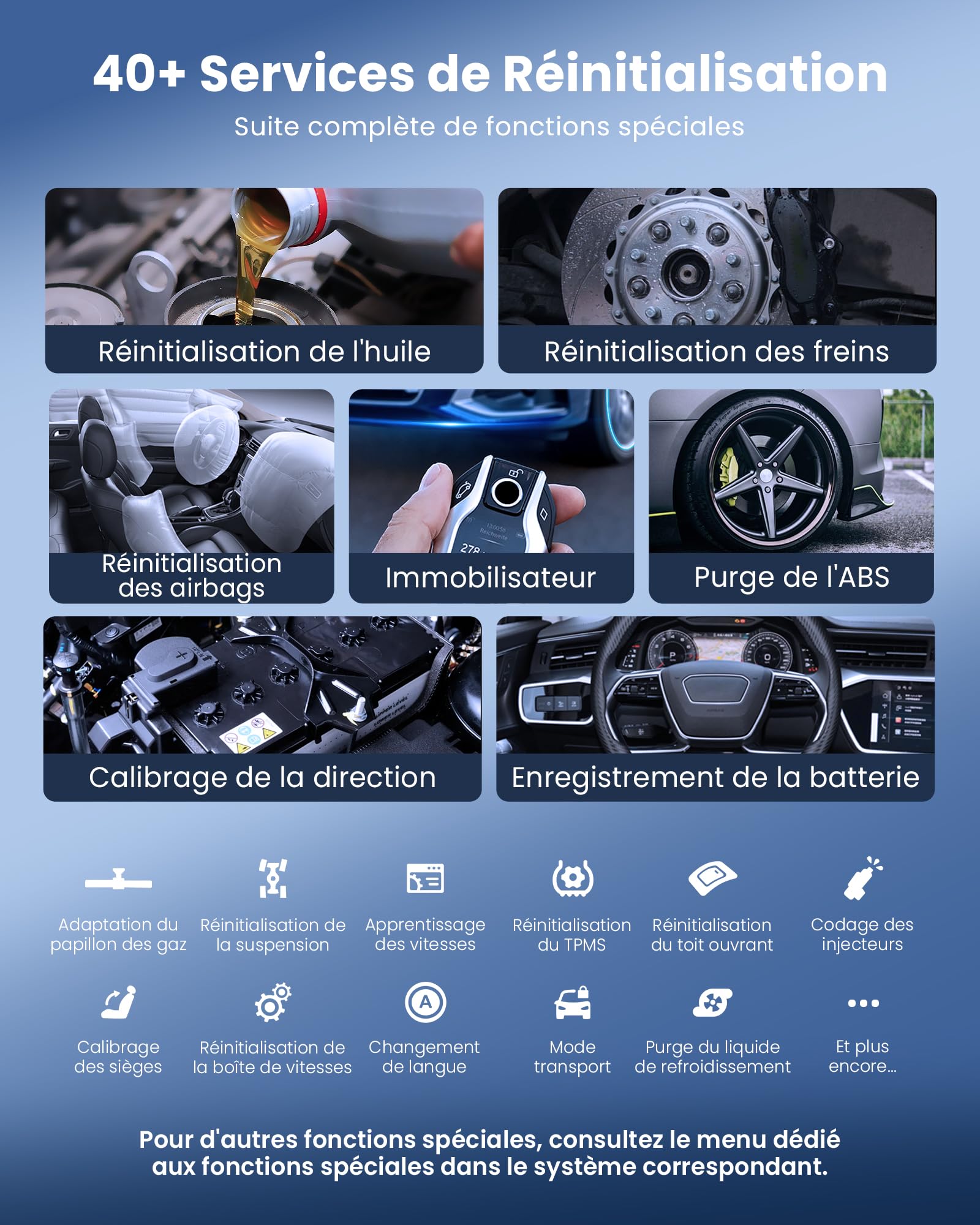 mucar CDE900S Valise Diagnostic Auto Compatible avec Peugeot, Citroën, Renault,Outil de Diagnostic Complet du Système, 40+ Services de Réinitialisation, Test Actif, Codage ECU