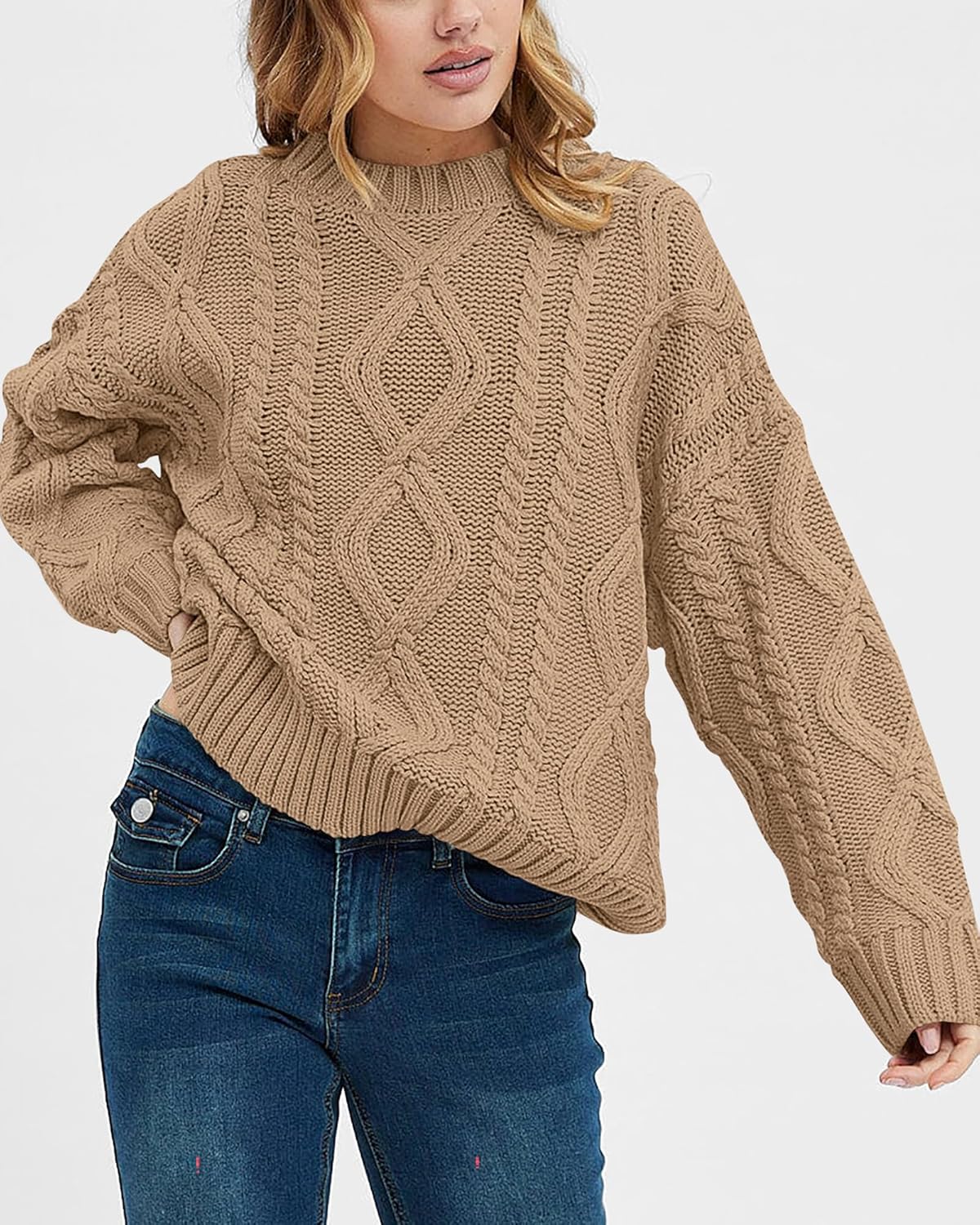 BTFBM Casual Women Long Sleeve Sweater 2026 Fall Ribbed Knit Pullover Loose Crewneck Cable Sweater Jumper Tops - Image 3