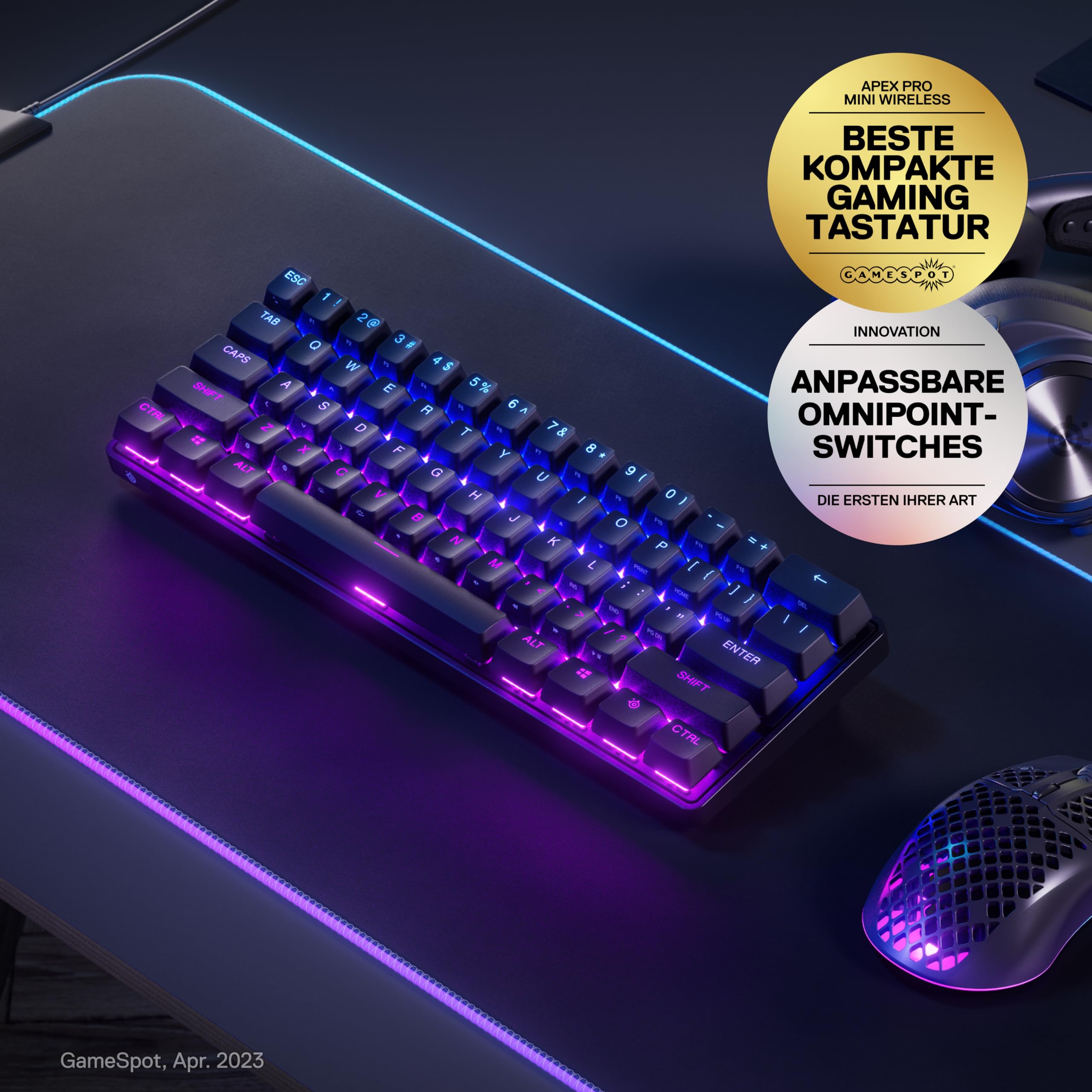 SteelSeries Apex Pro Mini Wireless Mechanical Gaming Keyboard - Geschwindigkeit und Flexibilität - Dettaglio