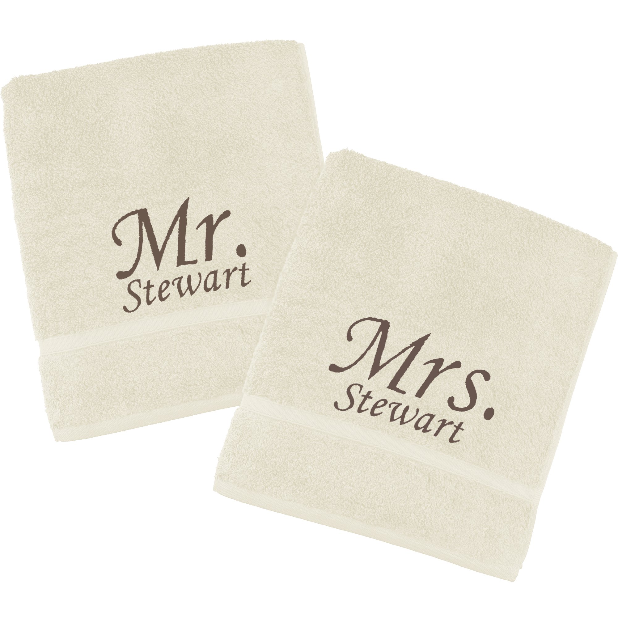 Teddyt's Stone With Bronze Personalised Mr & Mrs Embroidered Towels Gift Set (, Hand Towel (80X50cm))