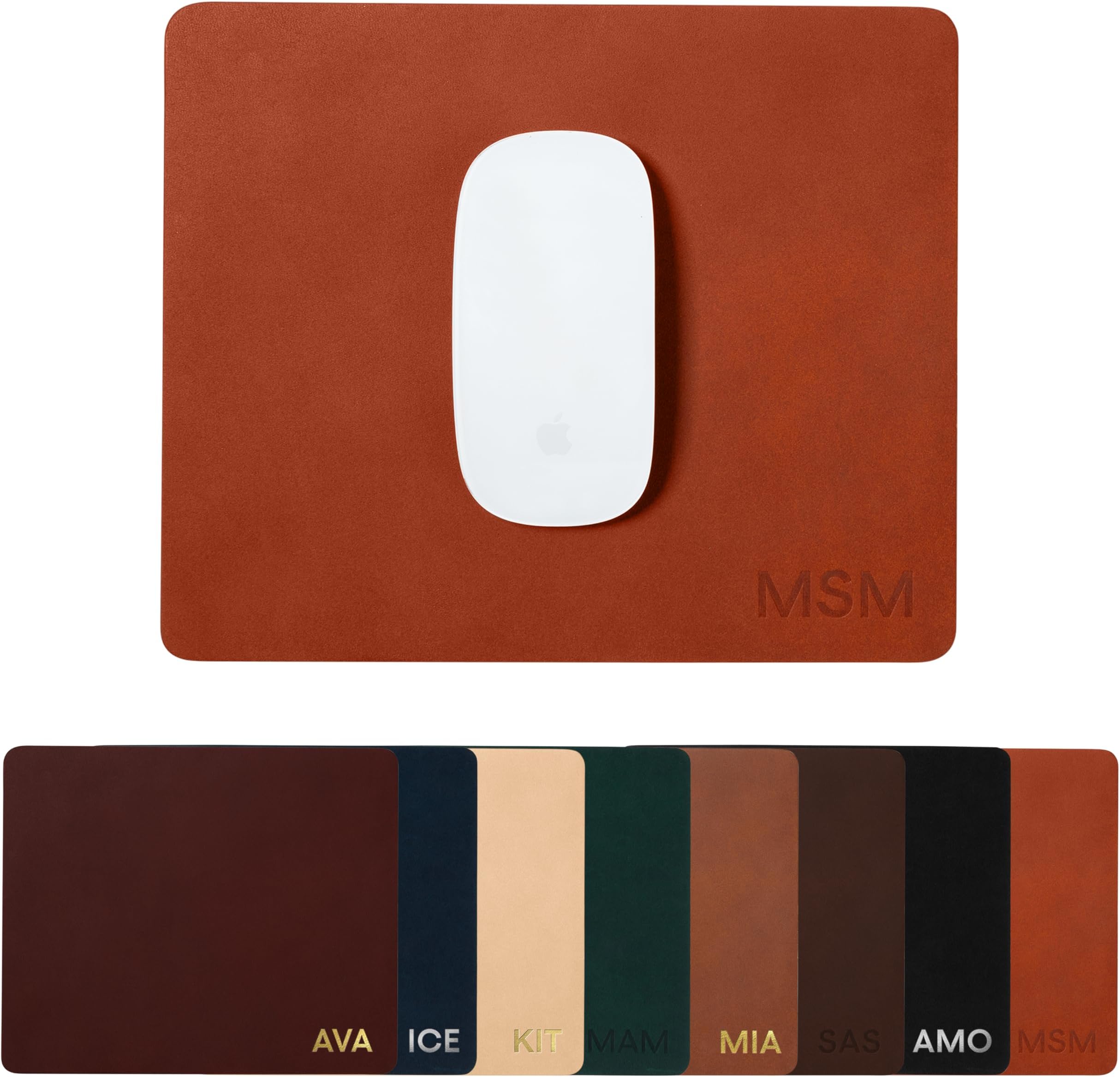 Northwind Personalized Leather Mouse Pad – Made in USA - Minimalist Custom Monogrammed Full Grain Leather Mousepad | Premium Office Desk Accessory Gift for Men and Women, 7.5" x 9" Rectangular