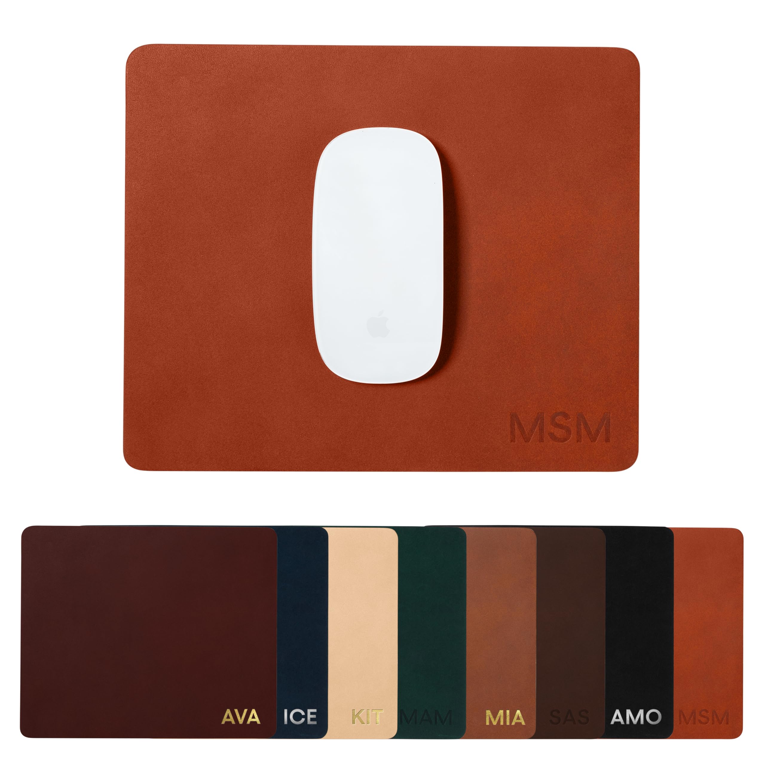 Northwind Personalized Leather Mouse Pad – Customized with Monogram or Initials | 7.5" x 9" | Premium Genuine Leather | Classic WFH Office Accessory | Gift for Men & Women | Made in USA