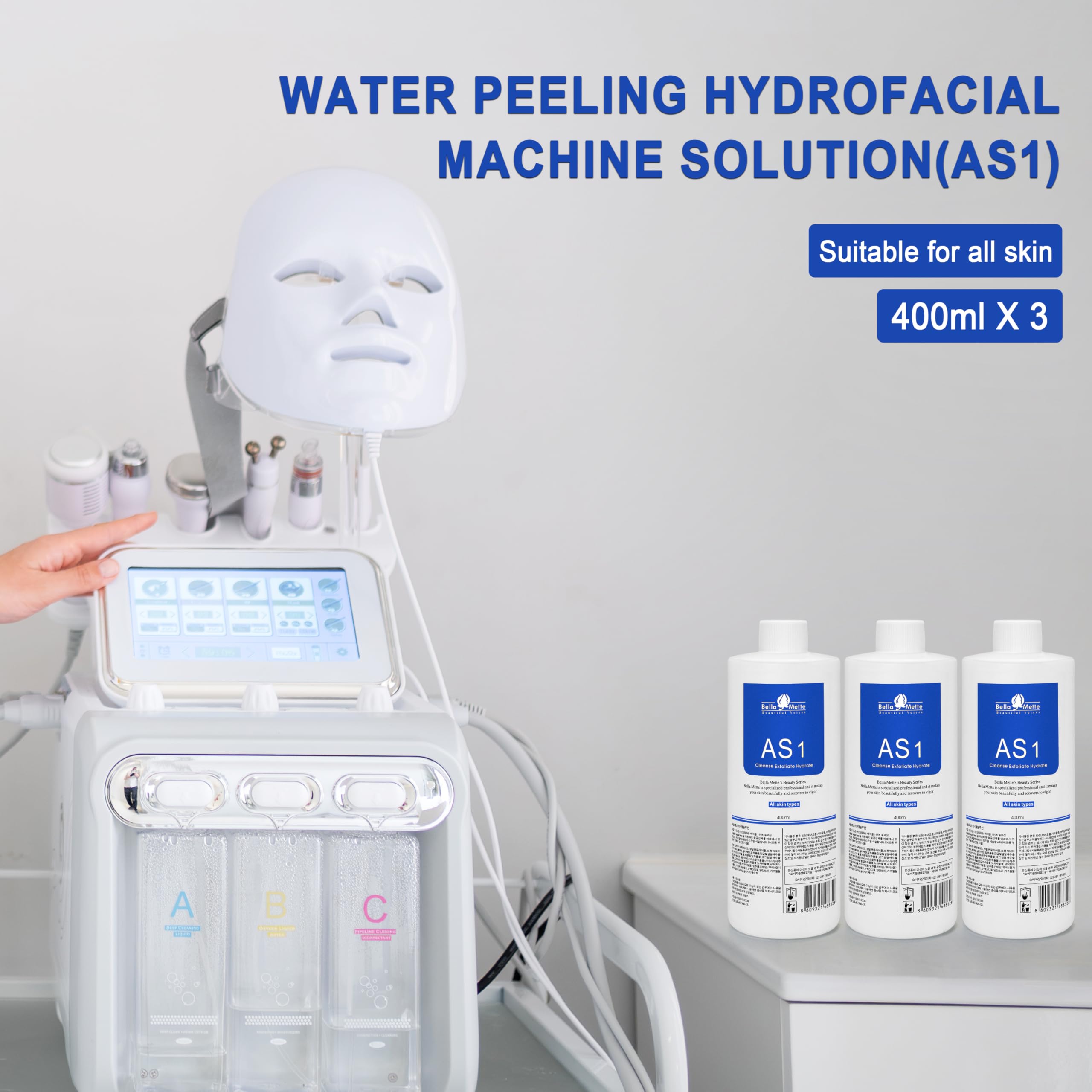 AS1 SA2 AO3 Aqua Peeling Solution Pielęgnacja skóry Aquapeel Serum do urządzenia do hydrodermabrazji twarzy Oczyszczanie i nawilżanie 400 ml/14,1 fl. oz. Zestaw 3 butelek AS1
