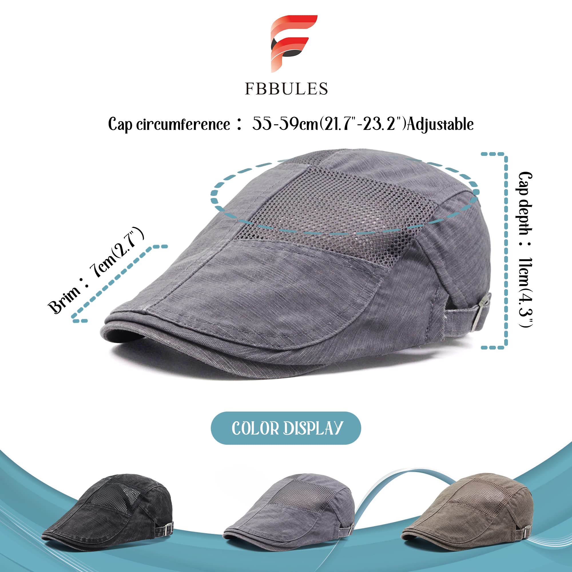 Płaska Czapka Męska Beret Lato, Siatka Bawełna Vintage Baseball Czapka, Czapki Newsboy Gatsby Kapelusz Oddychająca