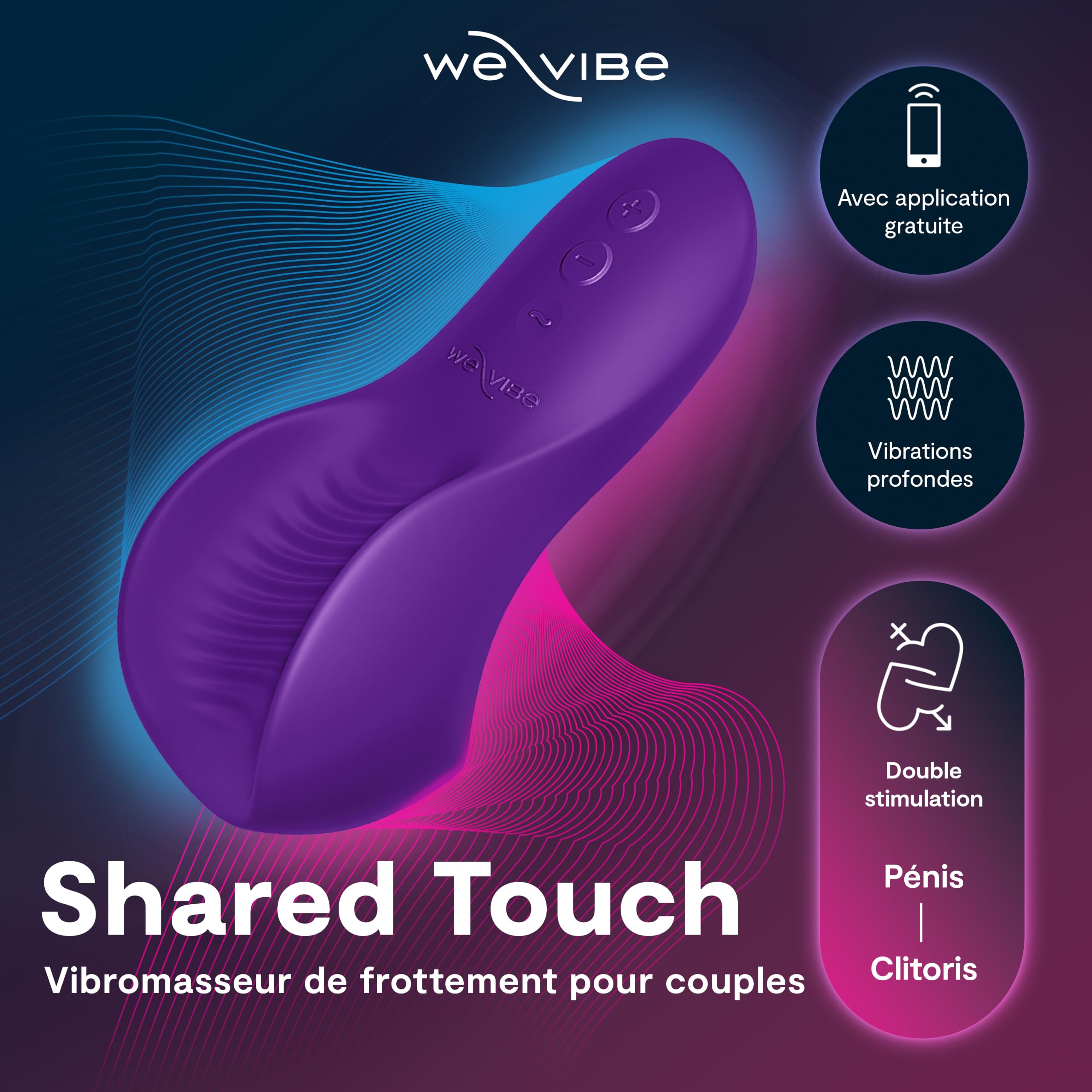 We-Vibe Shared Touch Vibromasseur Couple pour Femmes et Hommes Violet