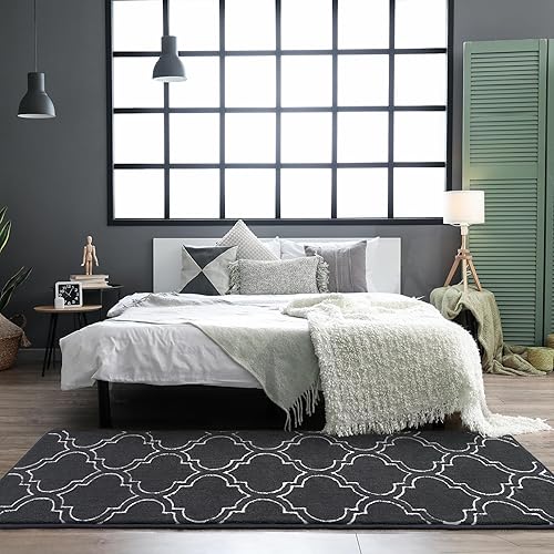Vista 44 de Chicrug Alfombra geométrica moderna para dormitorio, alfombra de interior de espuma viscoelástica, de 3 x 5 pies, alfombra mullida para sala de Azul