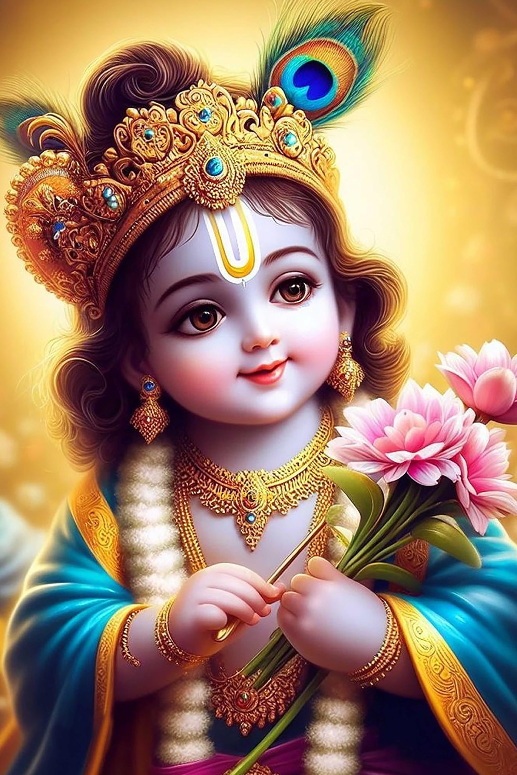 Paper Graphic Word Beautiful Animated Poster Lord Krishna Poster For Living Room, Bedroom, Office Printed 300 Gsm Unframed Wall Poster (Multicolour, 12 X18 Inch) (Design 21, 1)