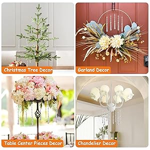LUMITI 12pcs Crystal Icicle Christmas Tree Ornaments, Glass Beads Hanging Chandelier Pendants for Christmas Party Wedding Winter Decorations (Crystal AB)