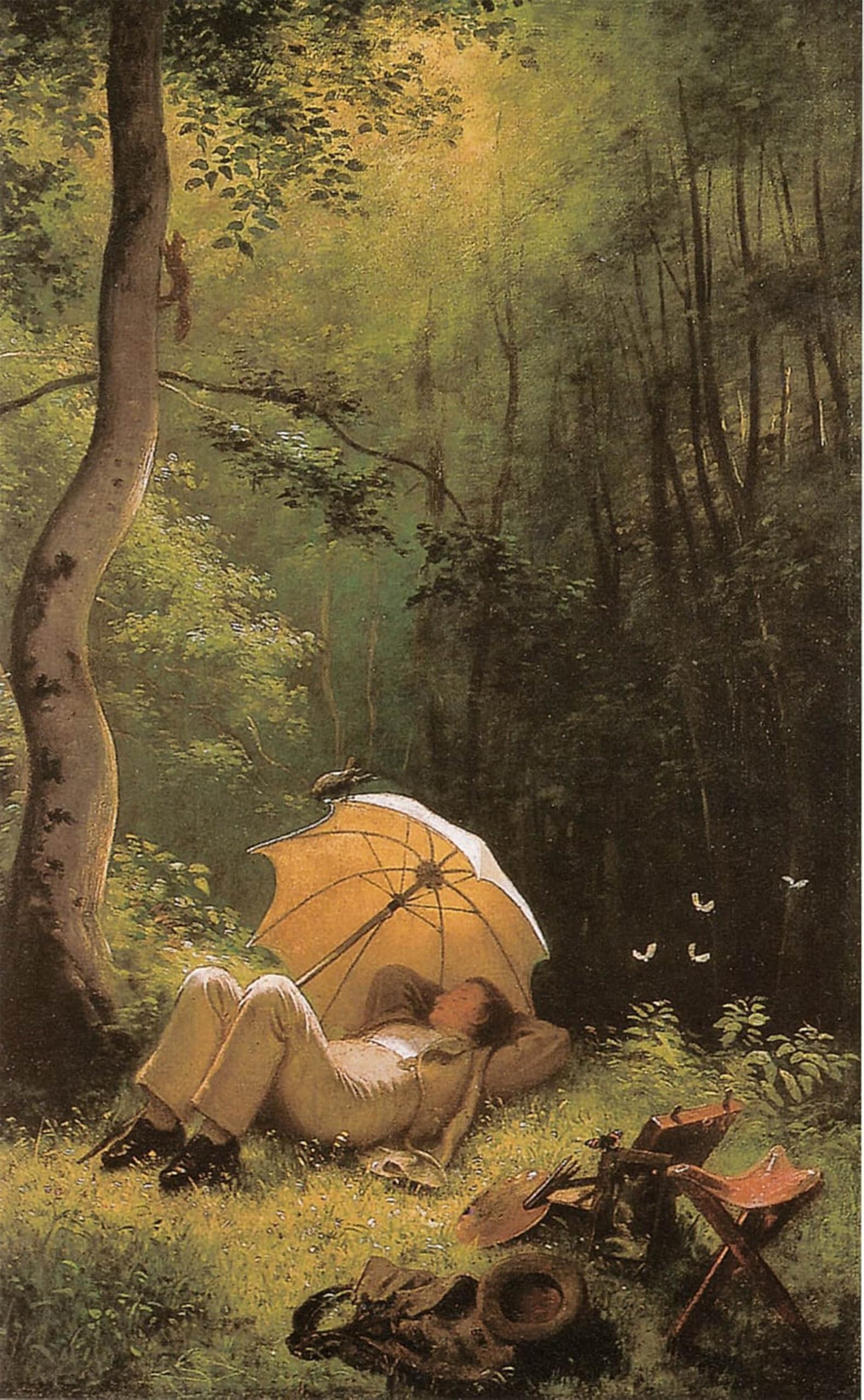 POSTERIIk Famous Animal Posters Vintage Picture The painter in a forest clearing by Carl Spitzweg Modern Wall Decor for Home Decor 60x90cm