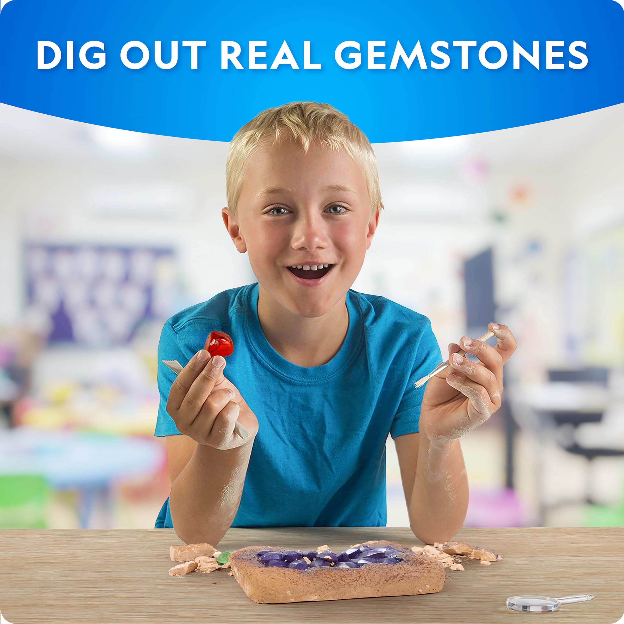 National Geographic Mega Kit de Excavación de Gemas – Kit de Excavación de Cristales y Piedras Preciosas, Juego Educativo para Niños, Regalo para Niñas y Niños, Colección de Minerales