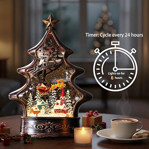 Miniatura 42 de Linterna de agua con globos de nieve de Navidad con cardenal, música y temporizador de 6 horas, con forro USB/funciona con pilas, faroles iluminados