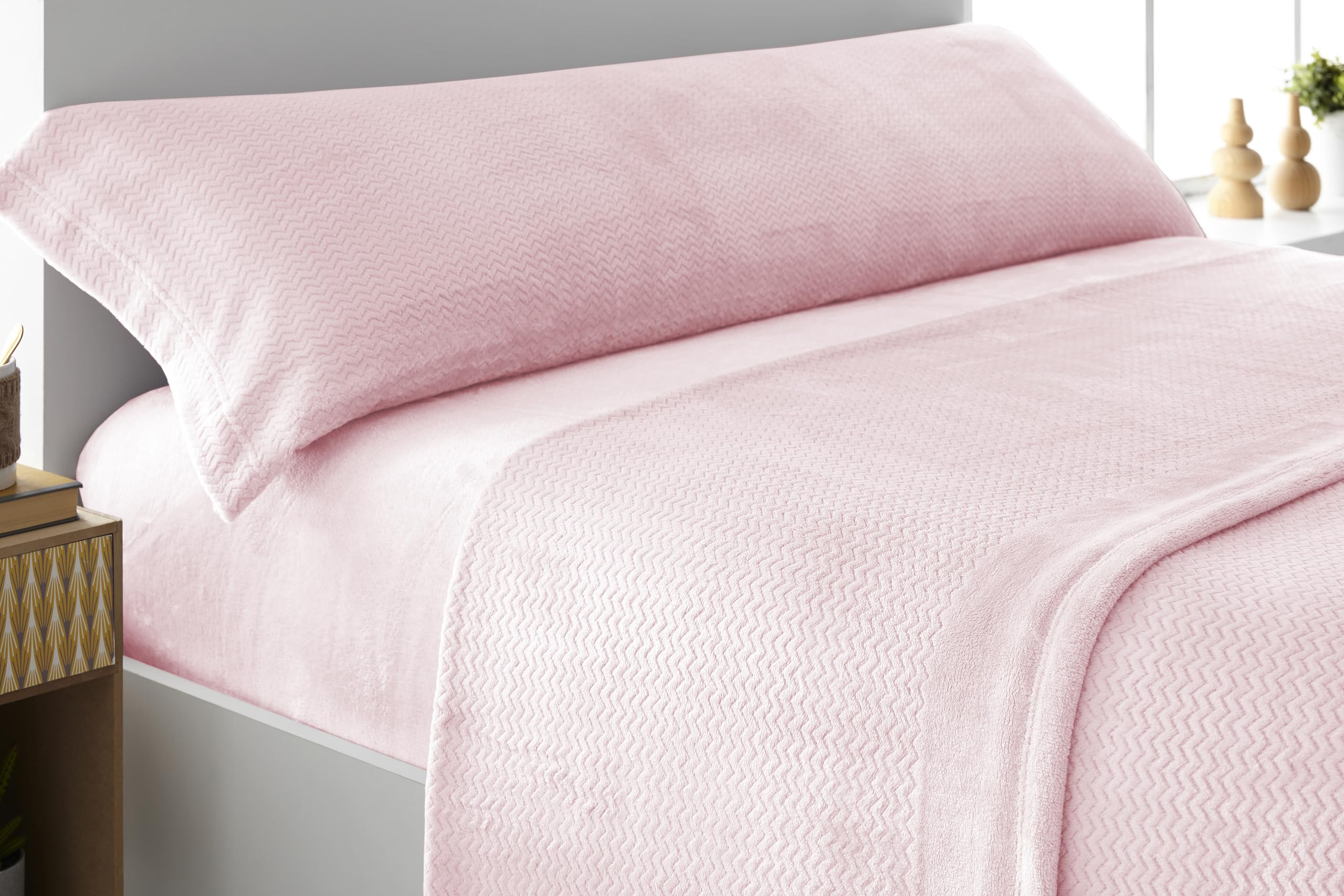 Liniva Home - Juego de Sábanas Coralina Jacquard, térmica para Invierno - Modelo Loren (10911, Rosa, Cama 90 cm)