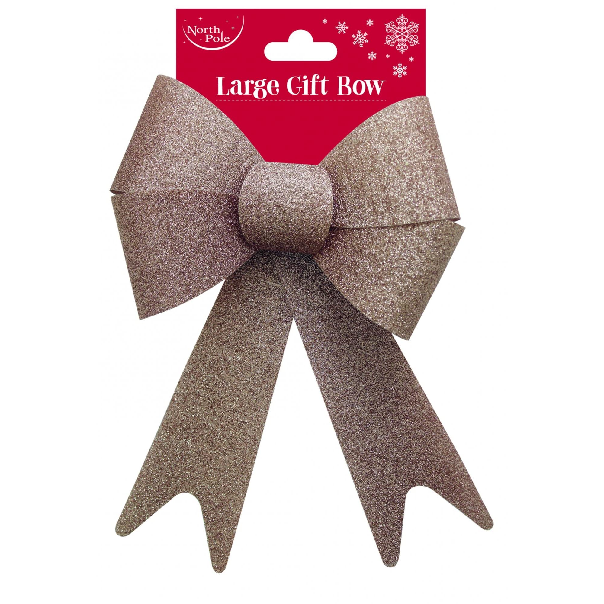 North Pole Christmas tree bow xmas tree decoration ROSE GOLD tree topper XMAS party glitter, 30cm x 17cm