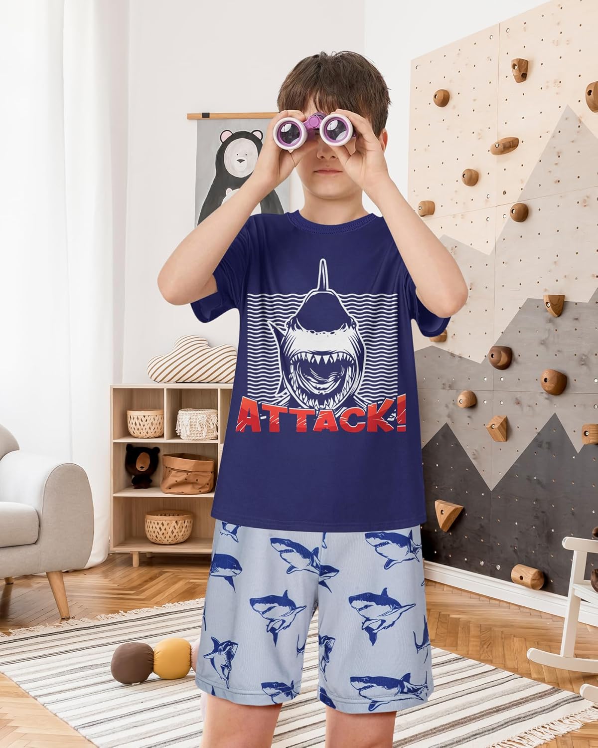 Boys Pajamas Summer Short Sleeve Pajamas Shorts Set 2 Piece Summer Kids Boys Pjs Sleepwear Sets Size 8-16 - Image 7