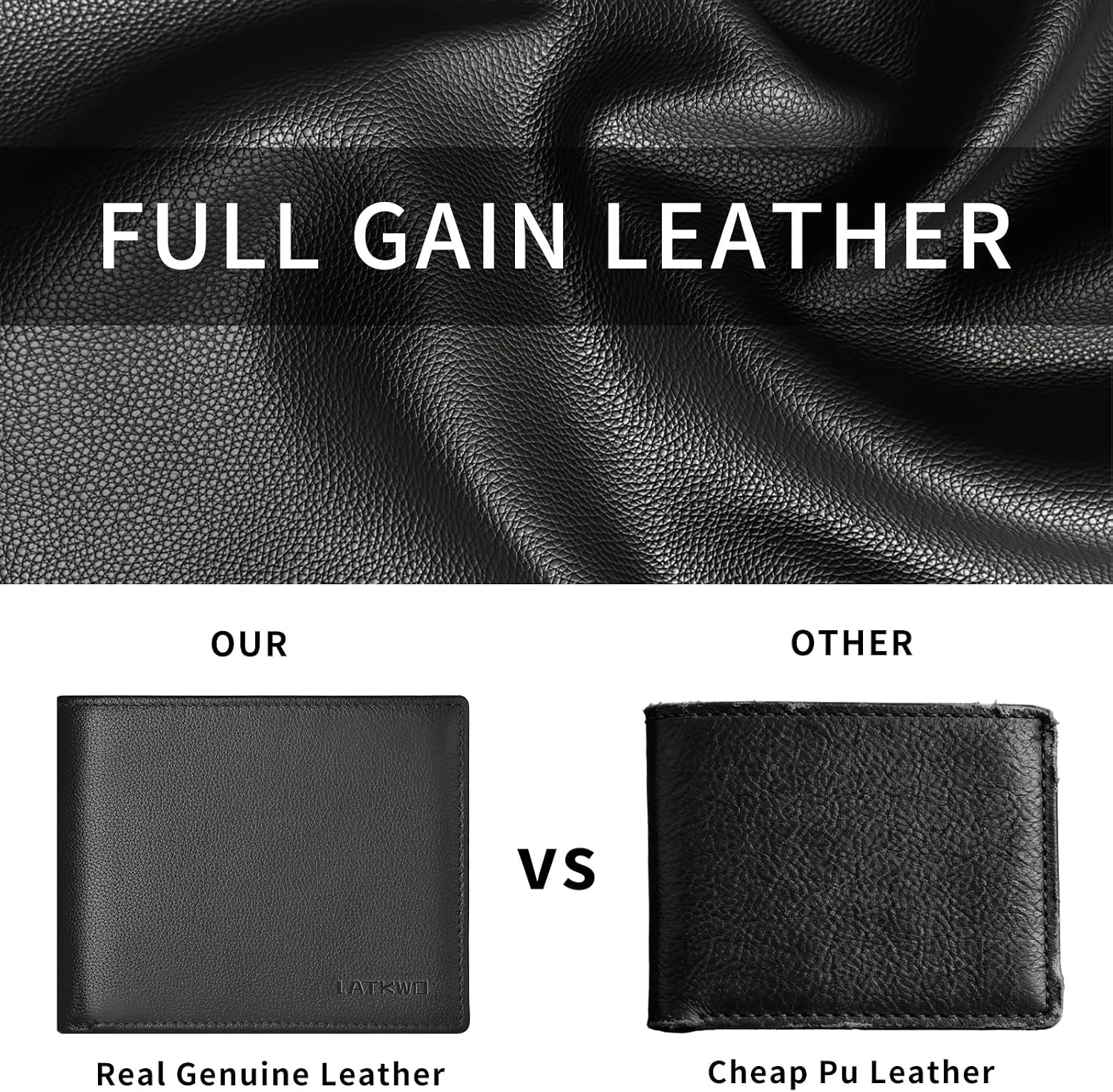 Mens Wallet - Genuine Leather Bifold RFID Blocking Slim Front Pocket Large Capacity with 10 Card Slots, 2 ID Windows & 2 Cash Pockets - Heavy Duty Stitched Gift for Men (Black)