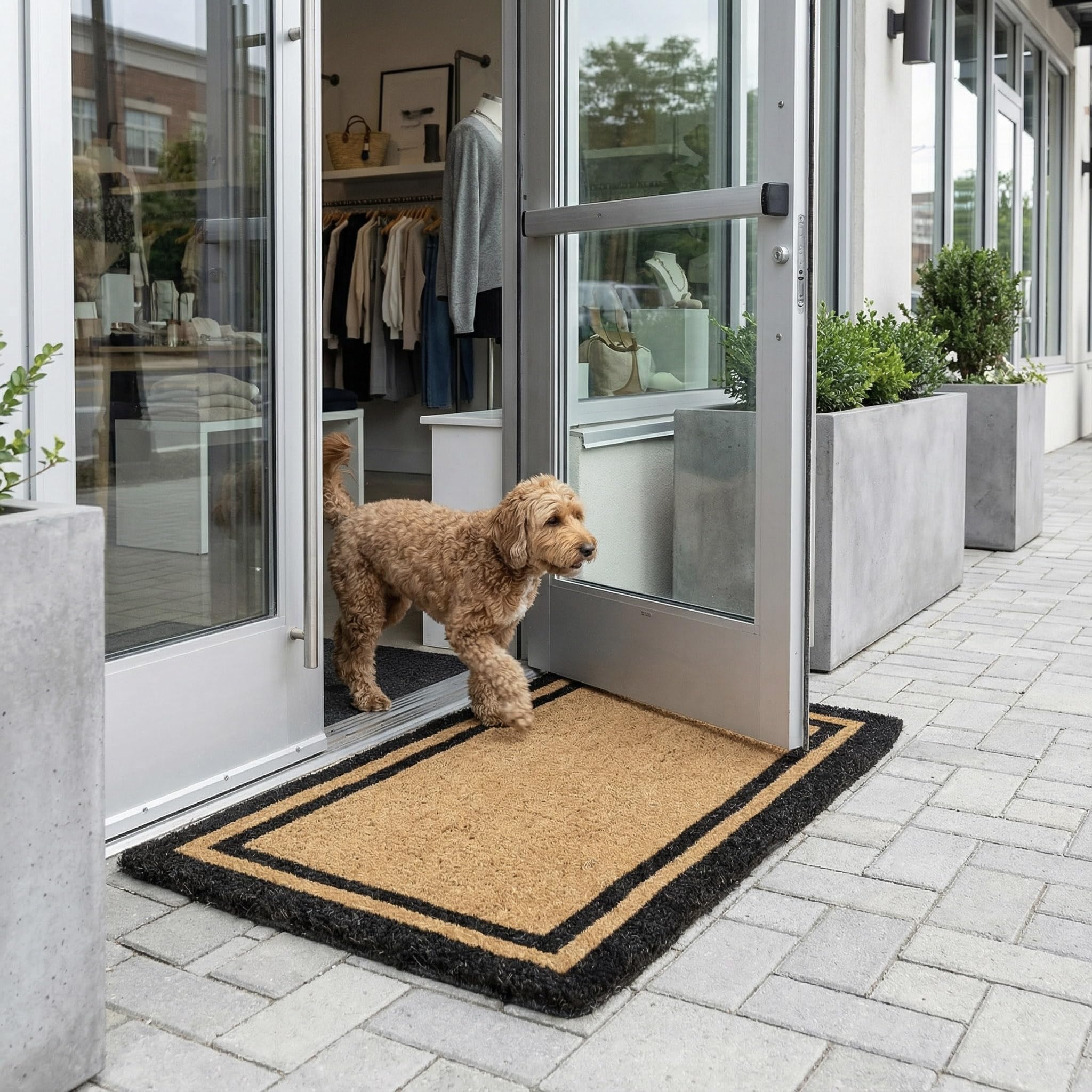 ウェルカムボード coco Amazon.com: Kempf Black Border Coir Doormat with Woven Backing, 30