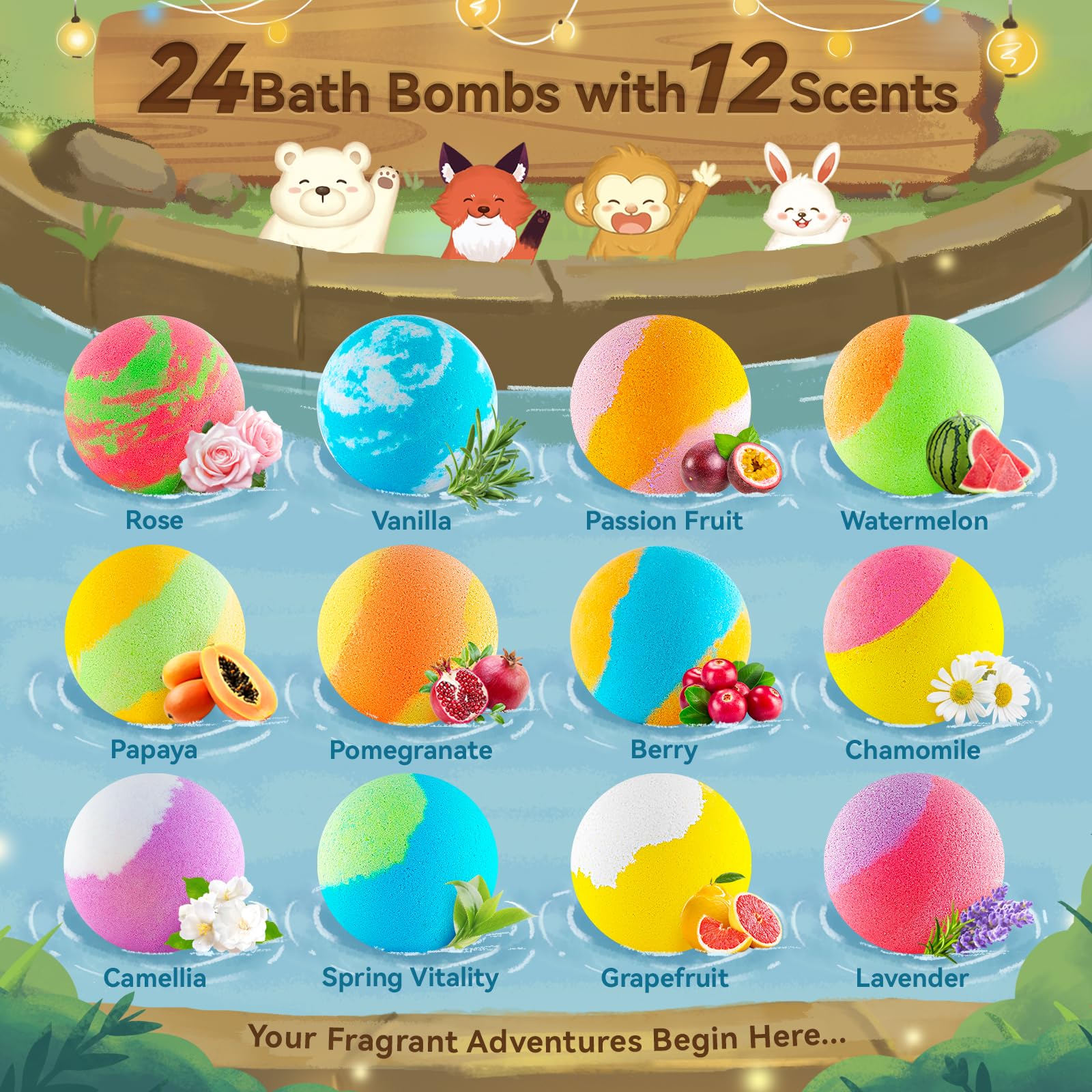 Kids Bath Bombs with Surprise Animal Toys, Glow-in-the-Dark Bath Fizzers