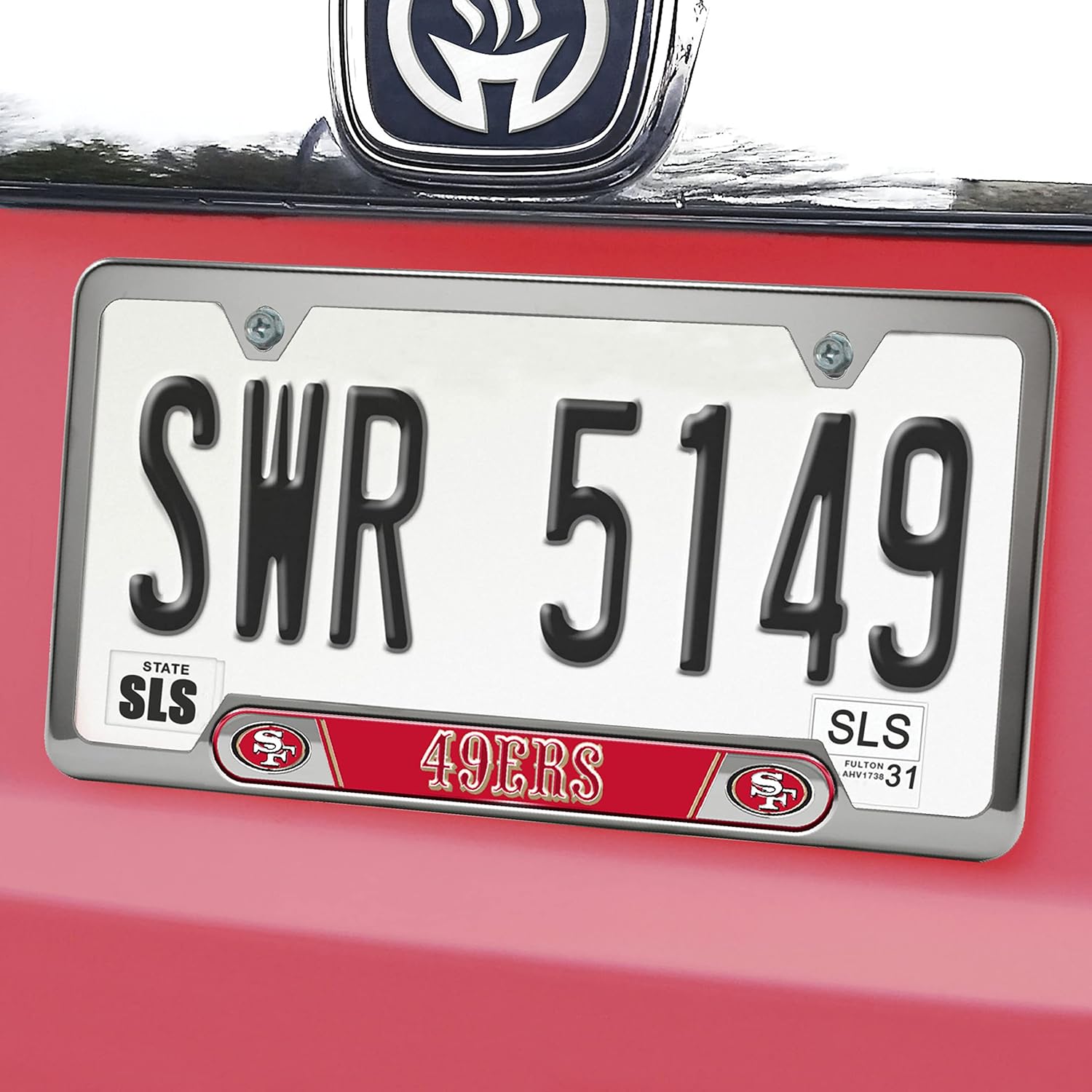 FANMATS NFL Embossed License Plate Frame, Stainless Steel Frame with Stamped Aluminum Team Logo Inserts, 6.25in x 12.25in