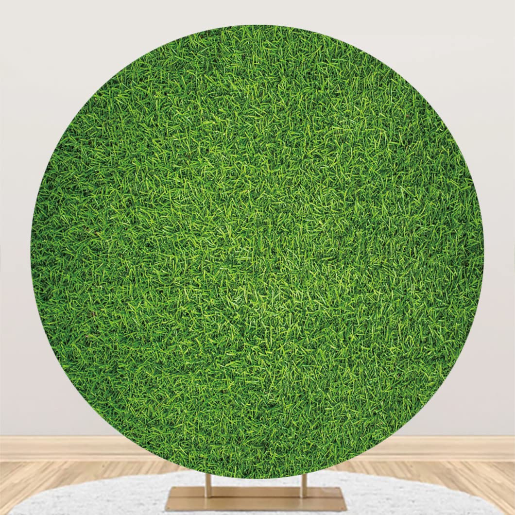 Yeele 7.5x7.5ft Green Grass Round Backdrop Cover Natural Spring Grass Lawn Photography Backgrounds for Newborn Baby Shower Wedding Birthday Outdoorsy