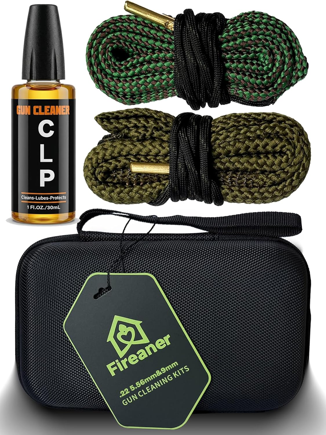 Basics Bore Gun Cleaning Kit with Bore Cleaner, 100 Cotton Swabs & Compact Storage Box - Universal Fit for Firearm Maintenance