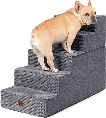 Miniatura 1 de EHEYCIGA Escaleras para perros para cama alta de 22.5 pulgadas de alto, escalones para perros de 5 escalones para cama, escalones para mascotas para