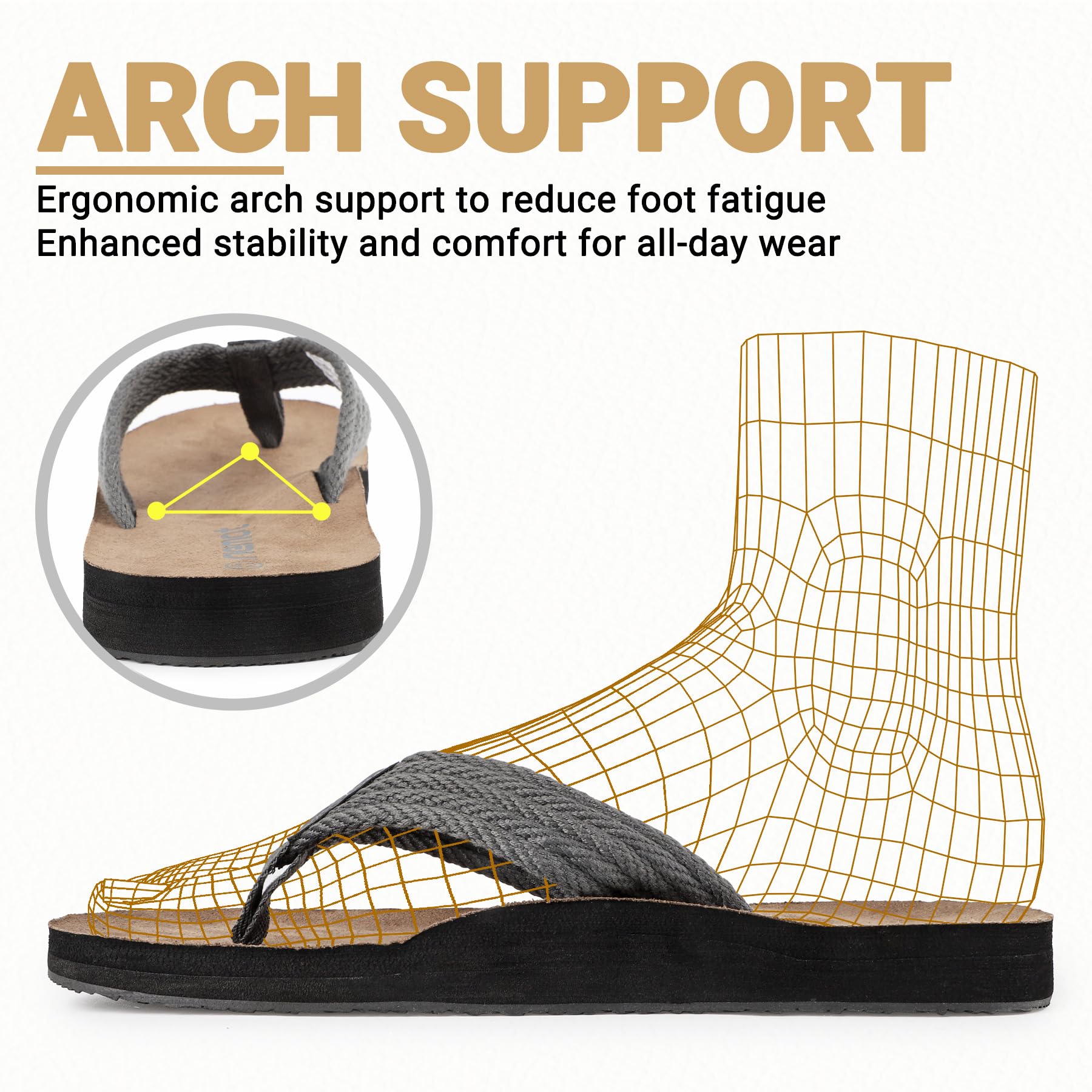 Chanclas Hombre Sandalias Verano con Soporte para el Arco Antideslizantes Playa Piscina Flip Flops Suaves