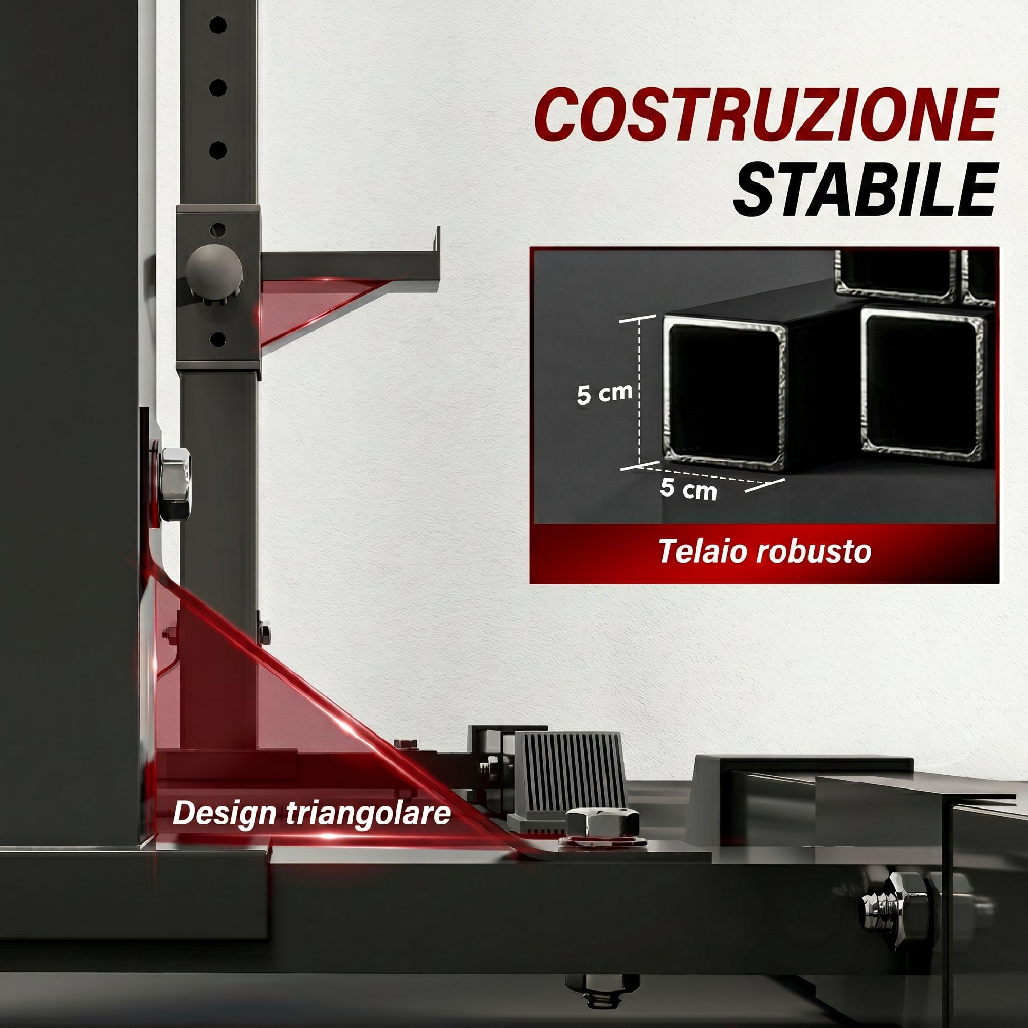 HOMCOM Set di 2 Rack Supporto per Bilanciere Acciaio 50x49x124-154cm Nero | Altezza Regolabile su 12 Livelli
