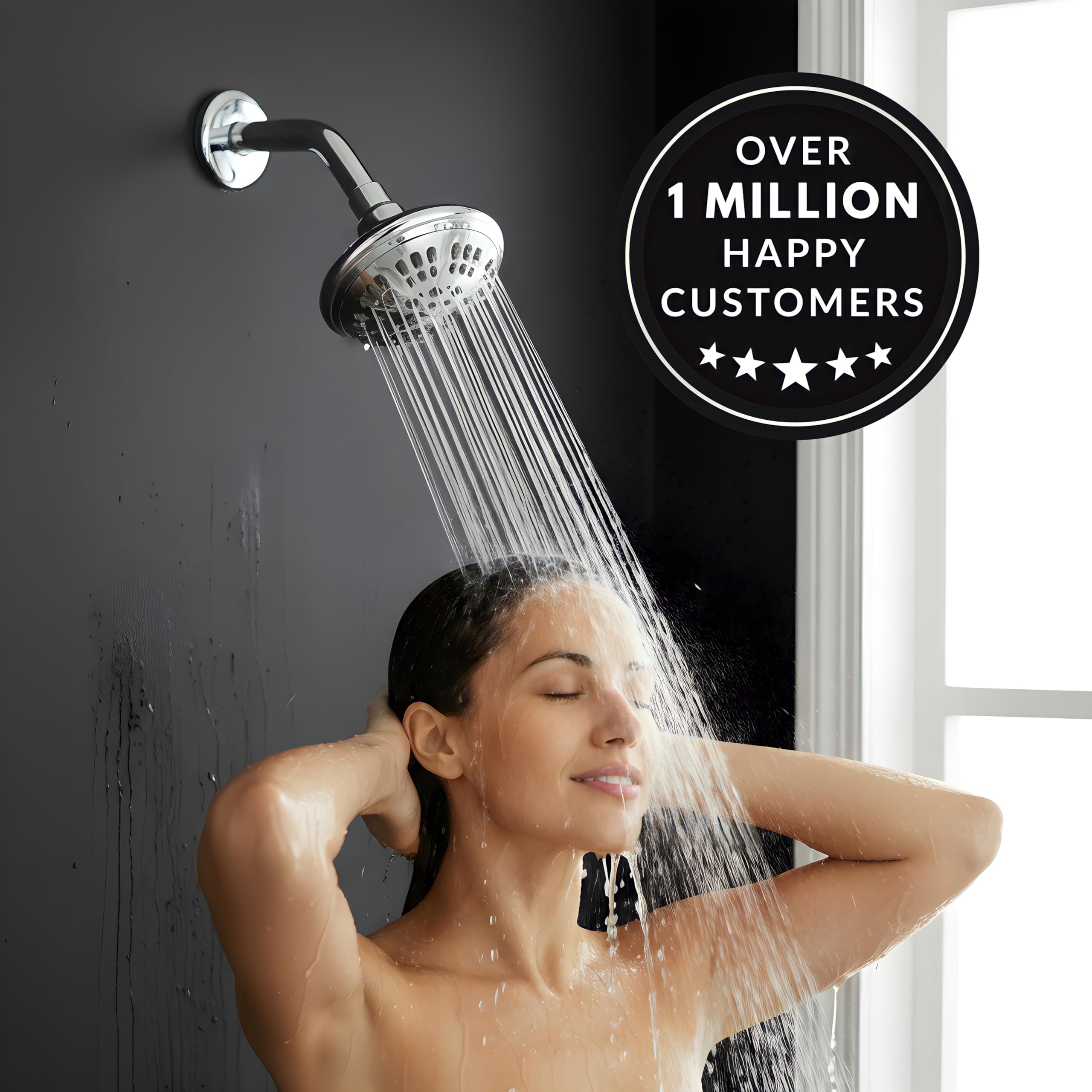 Aqua elegante Soffione doccia, 6 funzioni, ad alta pressione, montaggio a parete, doccetta regolabile