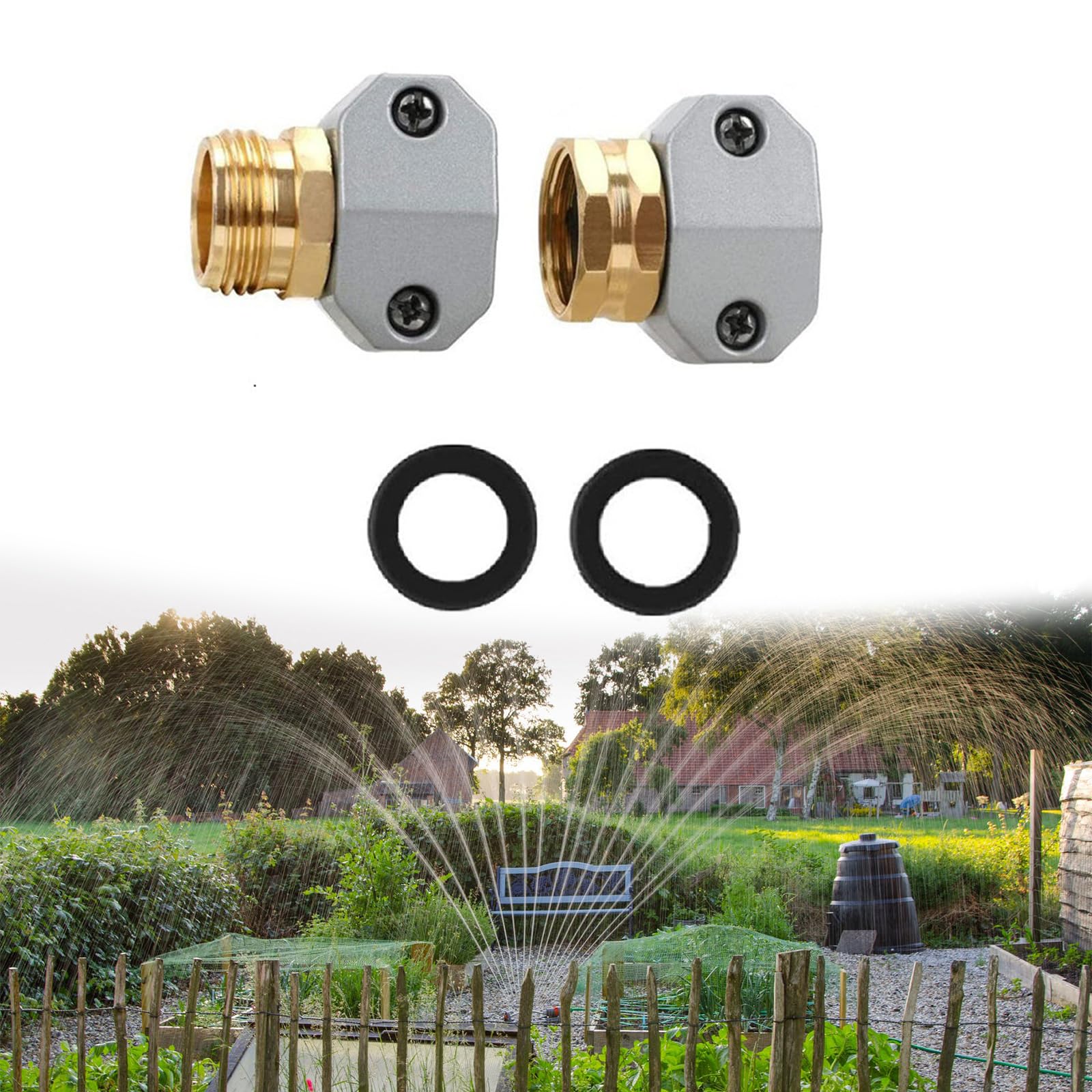 Generisch 3 Stück Schlauchkupplungen aus Aluminiumlegierung, Gartenschlauch Endausbesserer für Gartenarbeit Freien und Rasenpflege, rostfreier Verbindungsverbinder