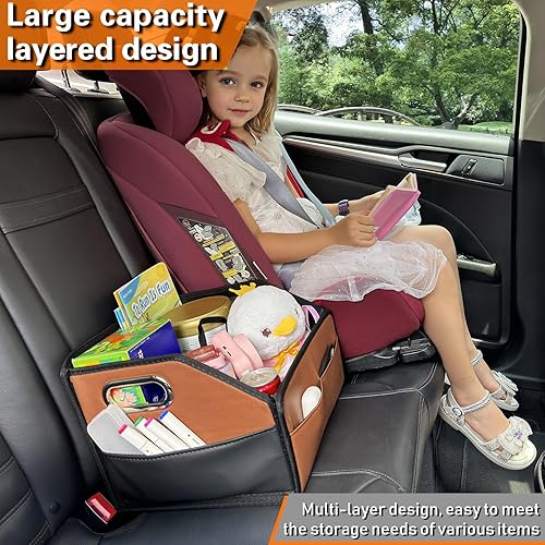 Miniatura 6 de Noaman Organizador de automóvil  Organizador de cuero mejorado para almacenamiento de automóvil para asiento delantero o trasero con 3 asas de